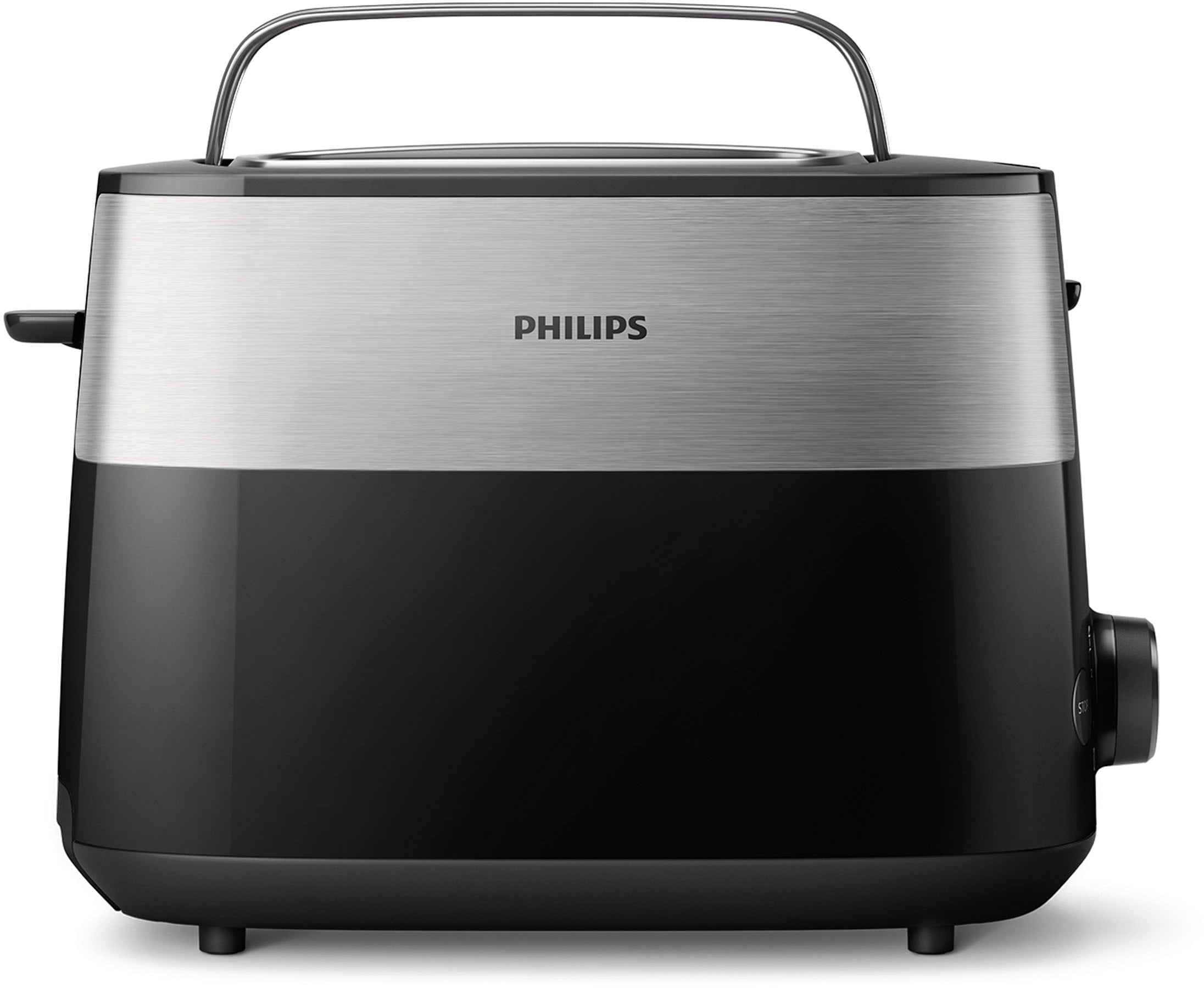 Philips Toaster »HD2516/90 Daily Collection«, 2 kurze Schlitze, 830 W, integrierter Brötchenaufsatz und 8 Bräunungsstufen, edelstahl/schwarz