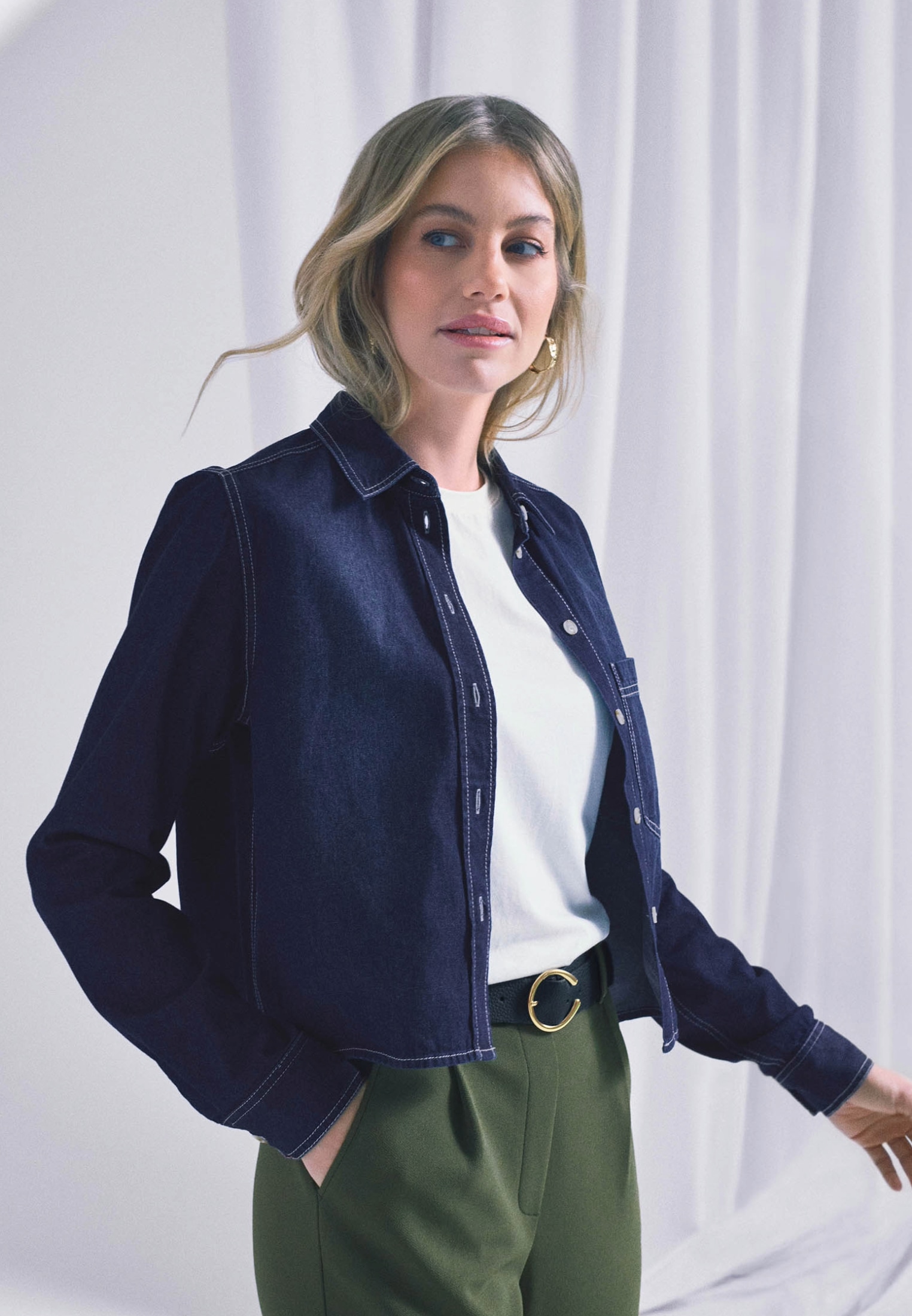 Zero Jeansbluse »Jeansbluse mit Knopfleiste«