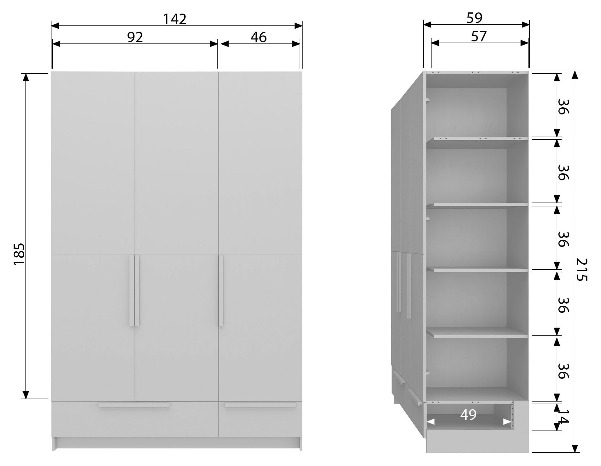 WOOOD Kleiderschrank »Pure«, mit Kleiderstange, Kiefernholz, Höhe 215 cm