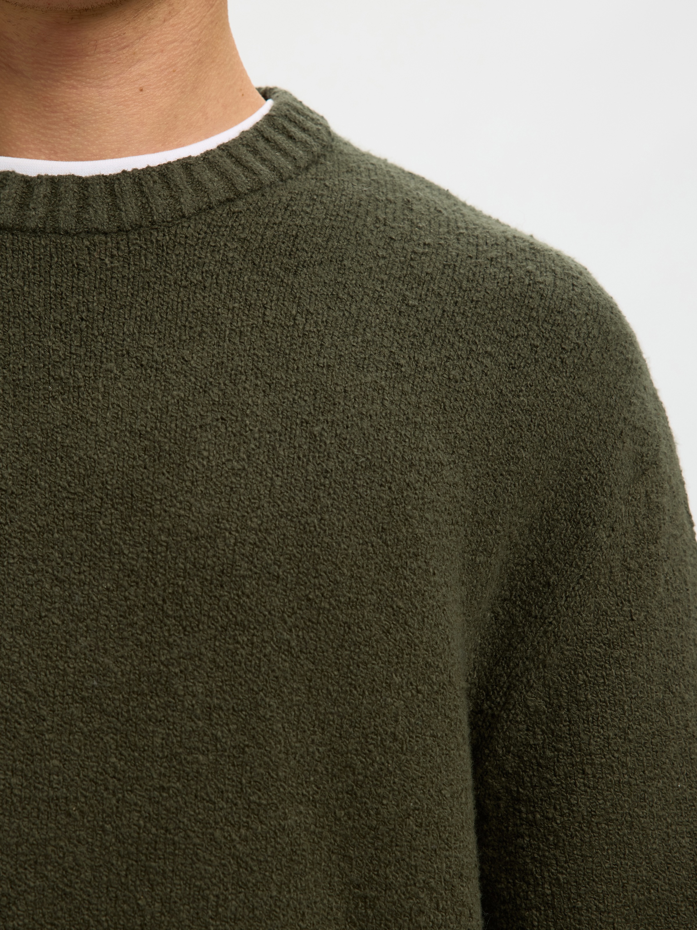 SELECTED Rundhalspullover »SLMALEX LS KNIT CREW NECK NOOS« Baumwollmischung, relaxed fit