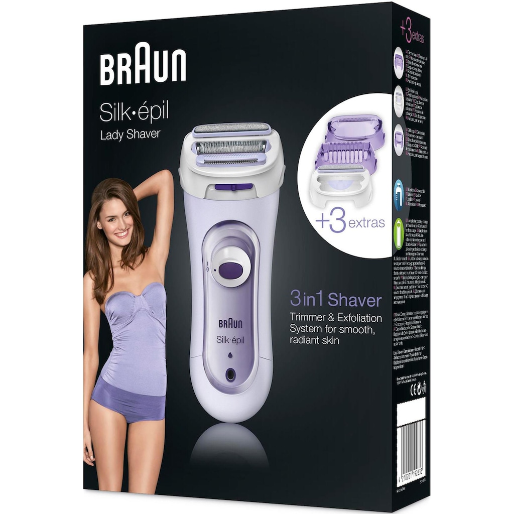 Braun Elektrokörperrasierer »Lady Shaver Silk-épil 5-560«, 3 St. Aufsätze