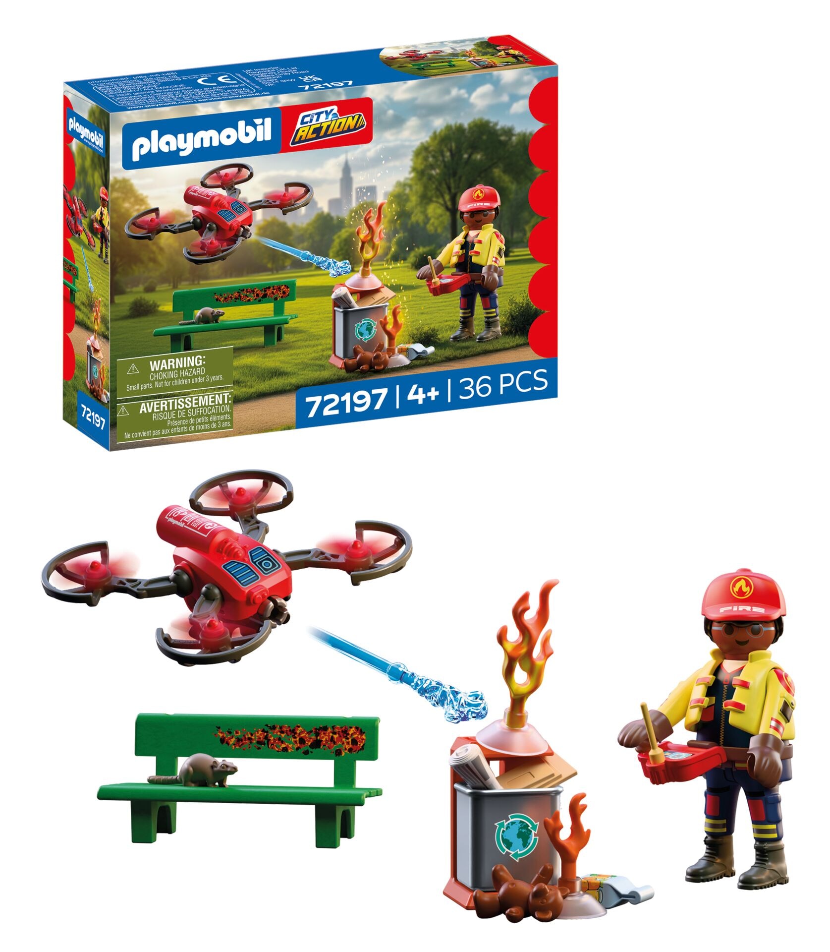 Playmobil® Konstruktions-Spielset »Feuerwehr-Löschdrohne (72197), City Action« Made in Europe