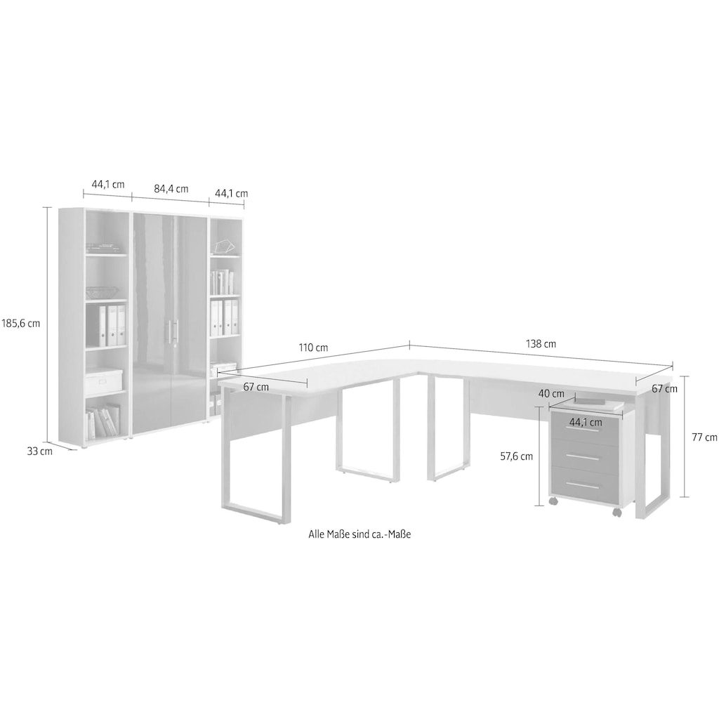 BMG Möbel Büro-Set »Tabor Office 3«, (Set, 6 St.)