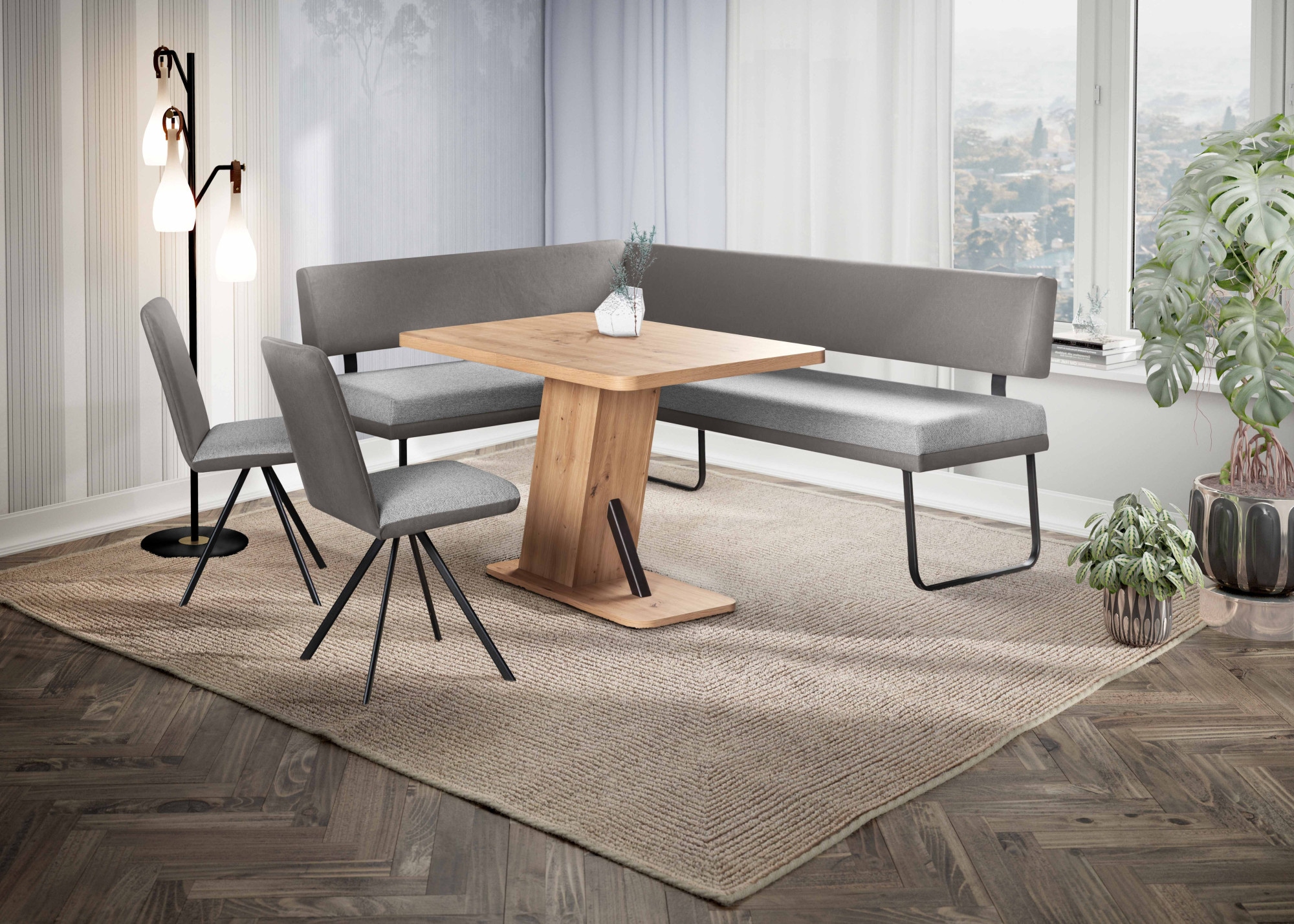 OTTO home Eckbankgruppe »Gabi Essecke, Sitzgruppe, Eckbankgruppe, Küchenbankgruppe« Set, 4tlg, 4 tlg. tlg. Gestell aus matt-schwarzem Flachmetall, stabil, 2-Stoff-Design
