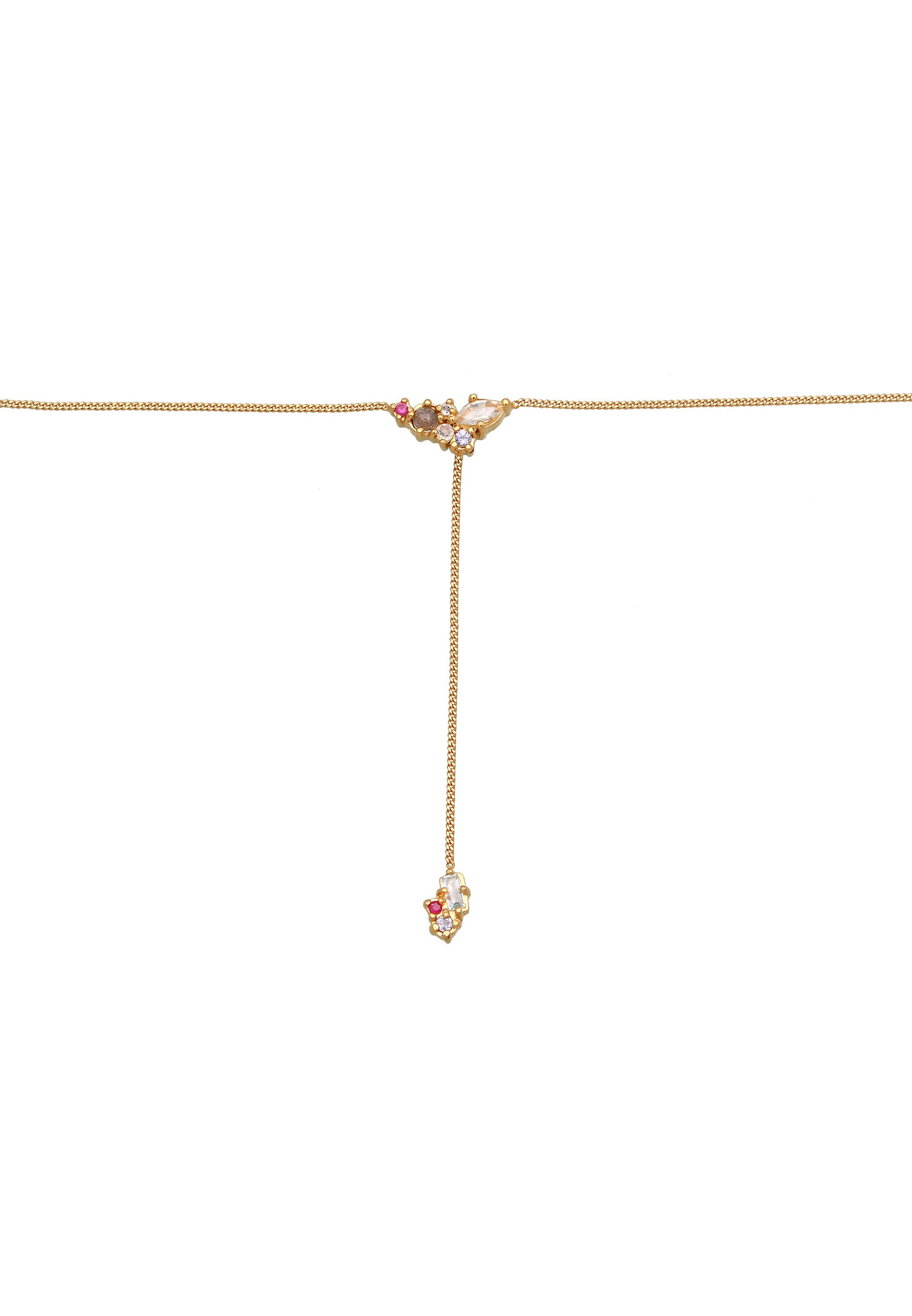 Elli Premium Y-Kette »Halskette Y-Kette mit Amethyst Saphir Topas 925 Sterling Silber vergoldet«