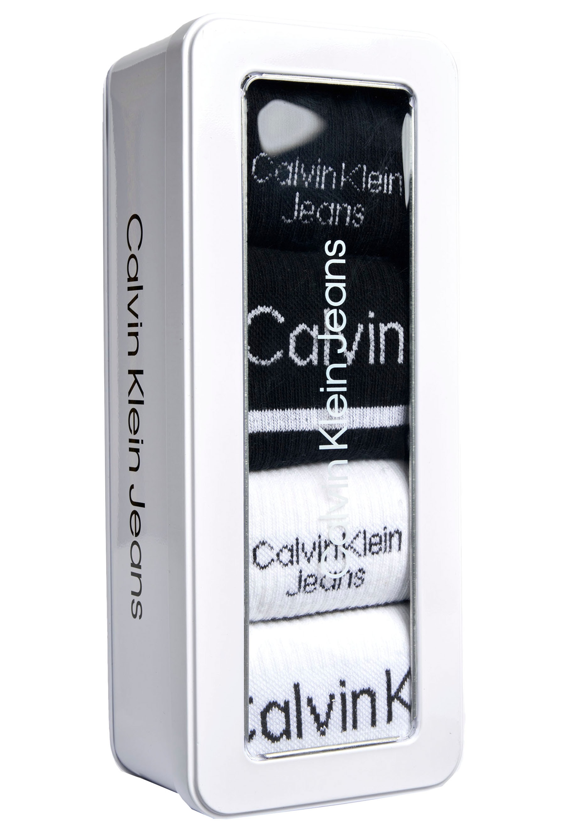 Calvin Klein Jeans Sportsocken, (Packung, 4 Paar), CKJ WOMEN SOCK 4P LOGO  STRIPE GIFTBOX bei ♕