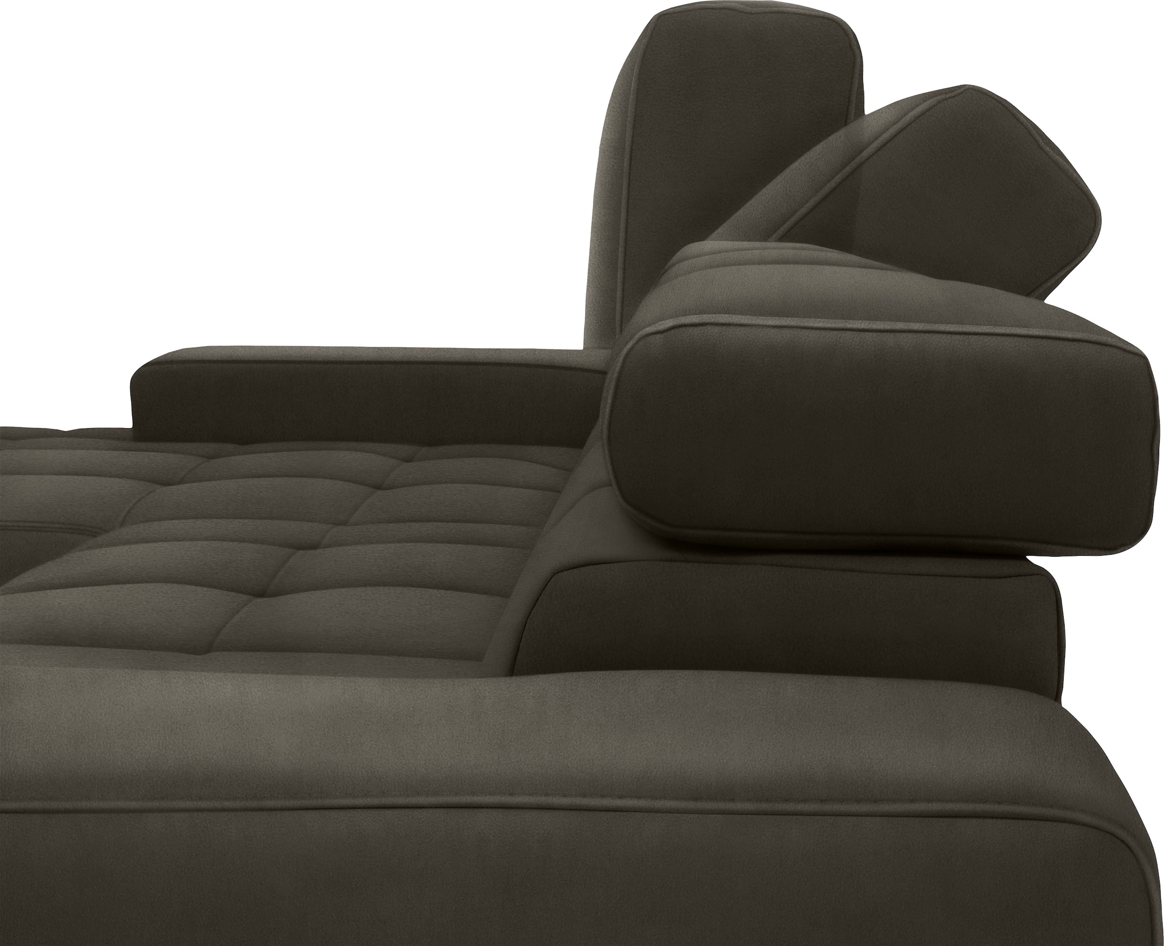 DOMO collection Wohnlandschaft »Cunelli tolle Sitznähte als Designelement, fester Sitzkomfort, U-Form«, wahlweise mit Kopfteilverstellung, bodenfrei
