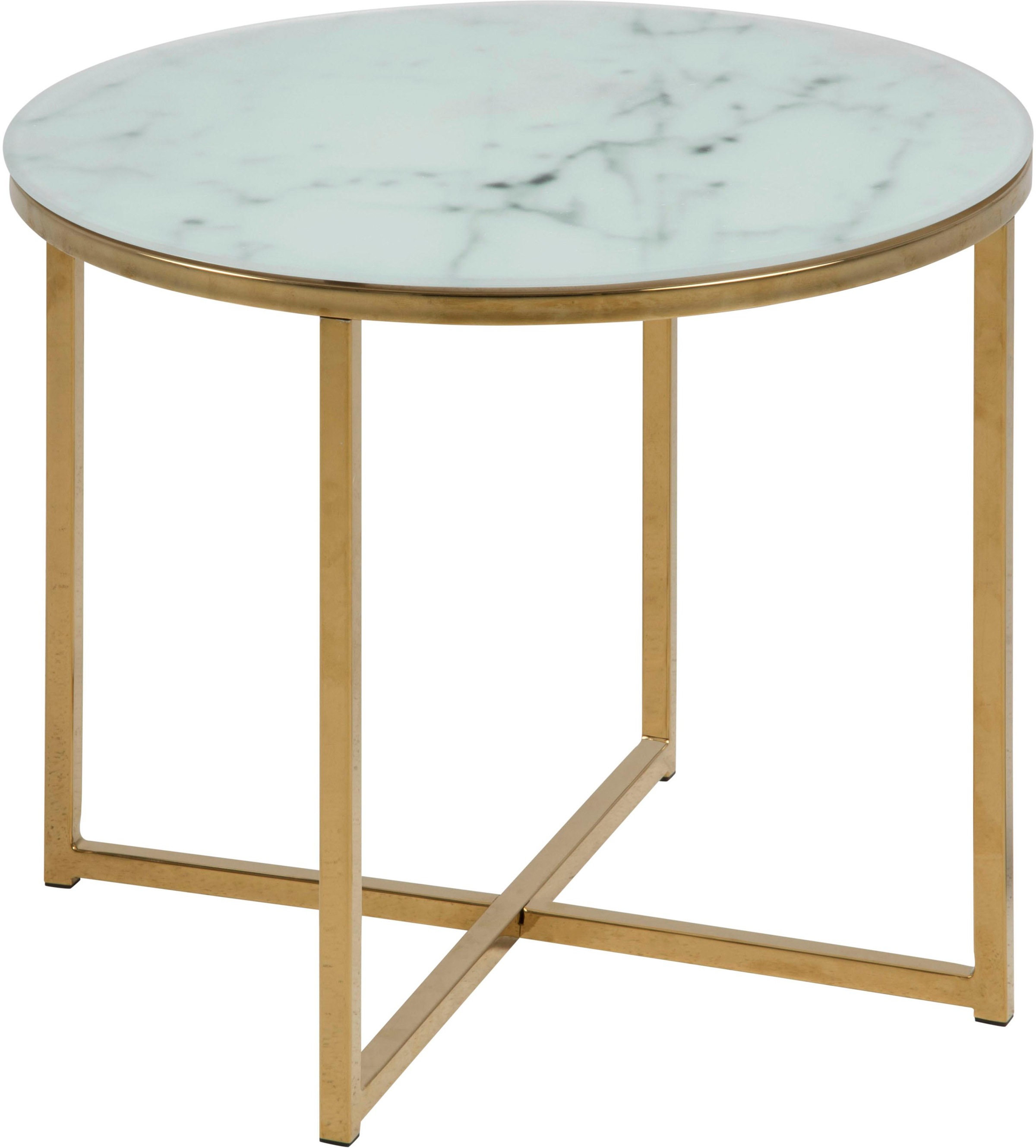 Alisma Round Side Table with White Marble Effect Top, none