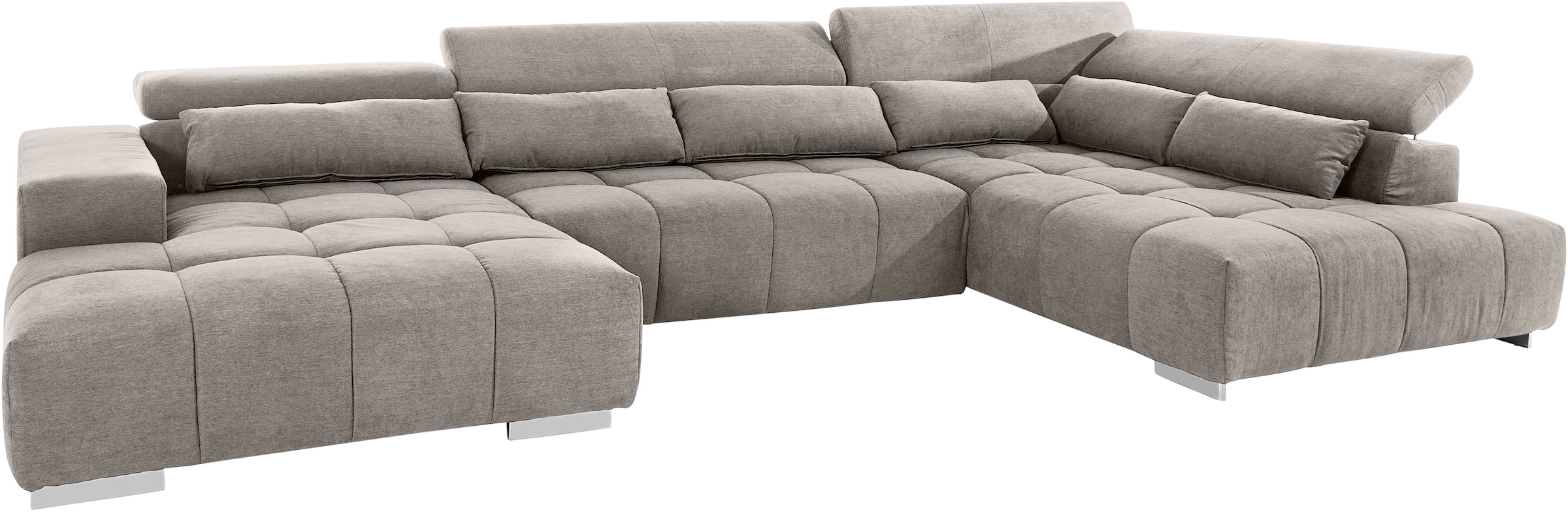 COTTA Wohnlandschaft »Orion U-Form«, mit Kopfteilverstellung & 6 Nierenkissen