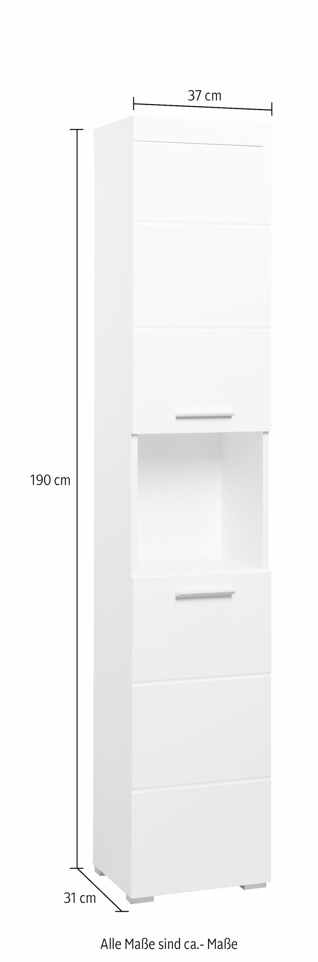 welltime Hochschrank »Avena«, Badschrank mit 2 Türen & 1 Fach - (B/T/H) 37/31/190 cm