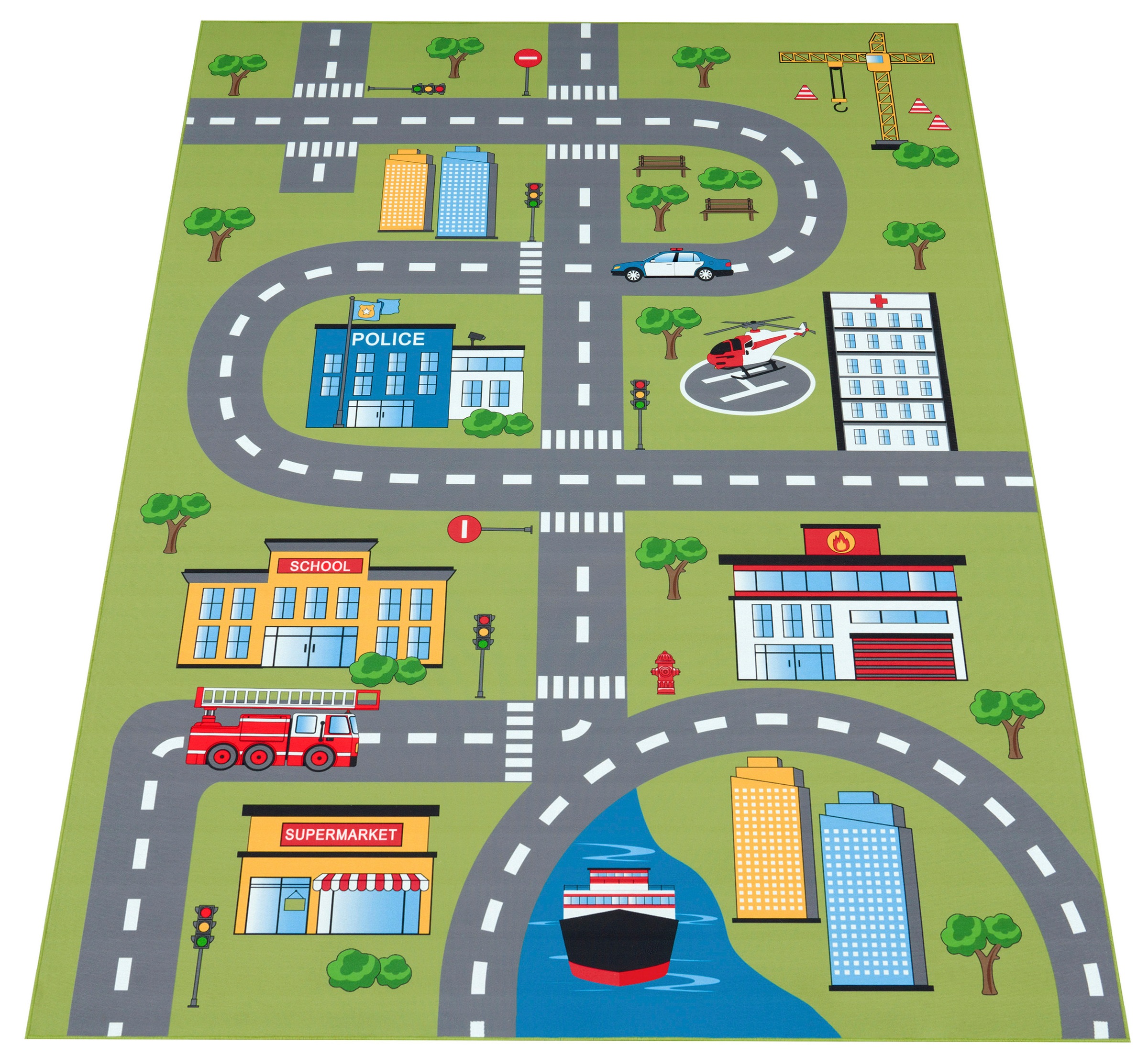 Paco Home Kinderteppich »Bino 570« rechteckig 4 mm Höhe Kurzflor, Straßen-Spiel-Teppich, Kinderzimmer