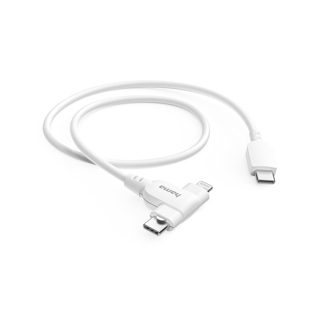 Hama USB-Kabel »2in1 USB-Kabel, USB-C auf USB-C/Lightning, 1,5m, weiß« Lightning | USB Typ C | USB-C USB-C 150 cm Datenübertragung, Schnellladefunktion
