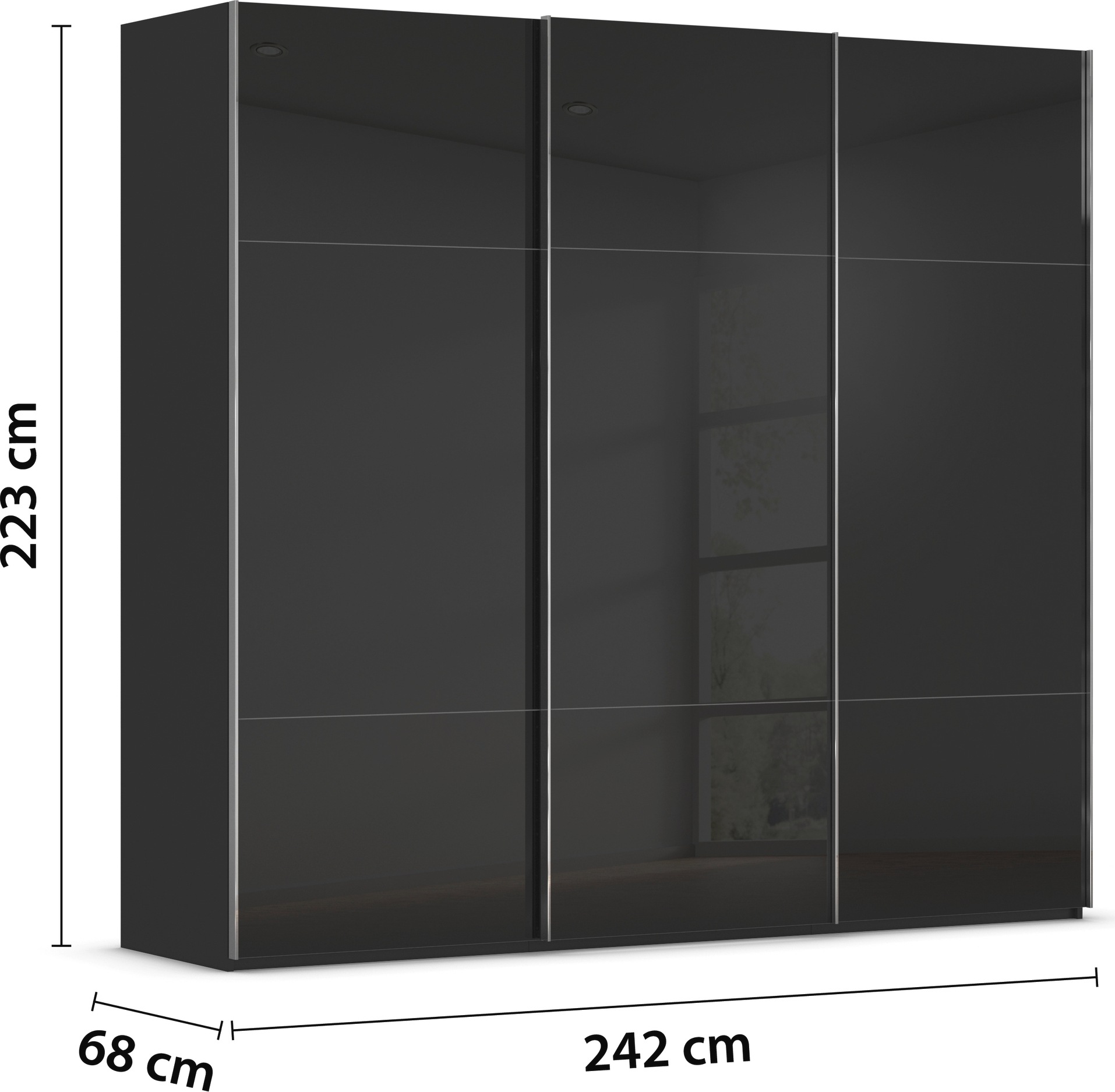 rauch Schwebetürenschrank »Kleiderschrank Schrank Garderobe Schlafzimmerschrank CONTIDO«, (in 3 verschiedenen Ausstattungen BASIC/CLASSIC/PREMIUM), aus hochwertigem Material in 6 Breiten 2 Griff-Farben MADE IN GERMANY