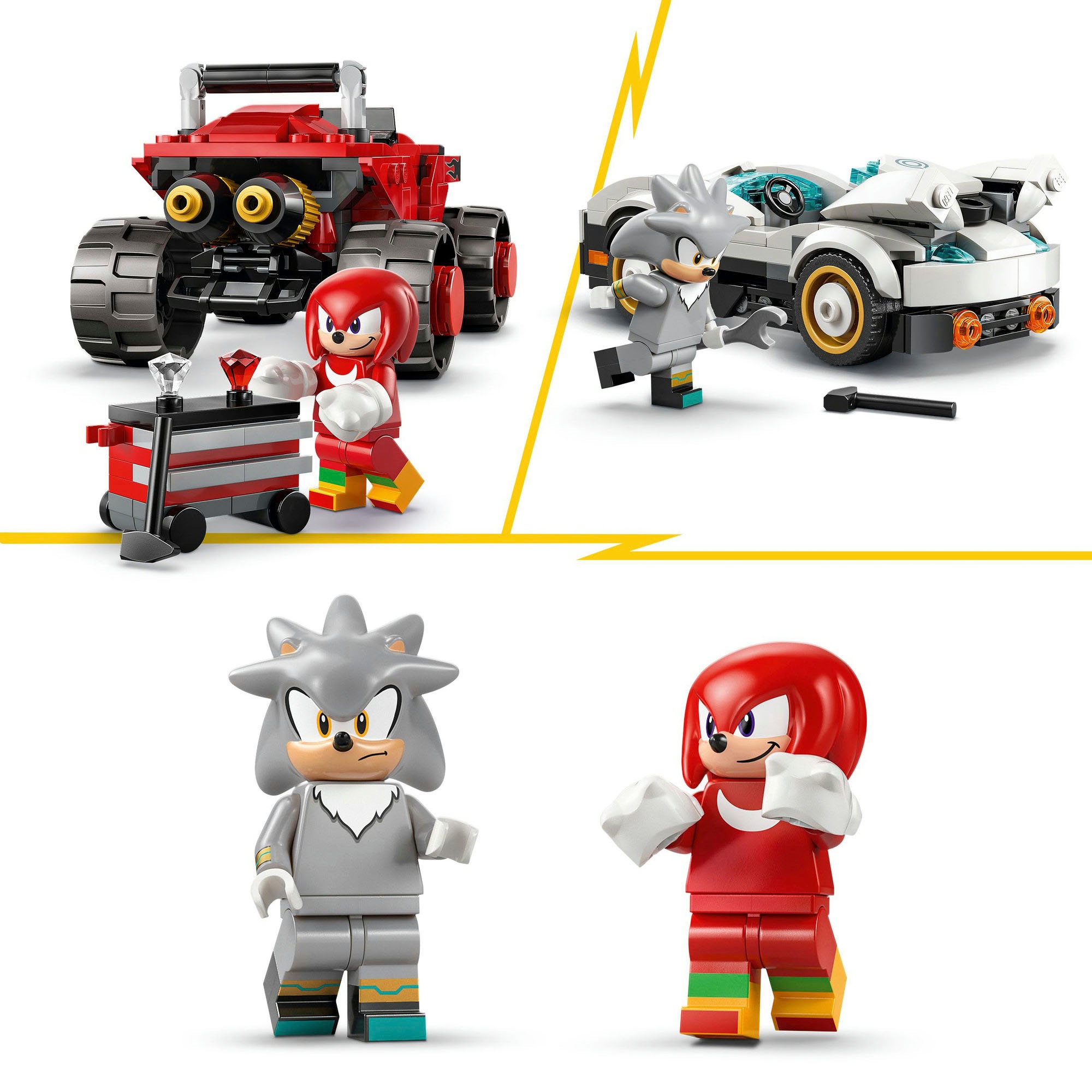 LEGO® Konstruktionsspielsteine »Silvers Auto vs. Knuckles' Monstertruck (77118), LEGO Sonic«