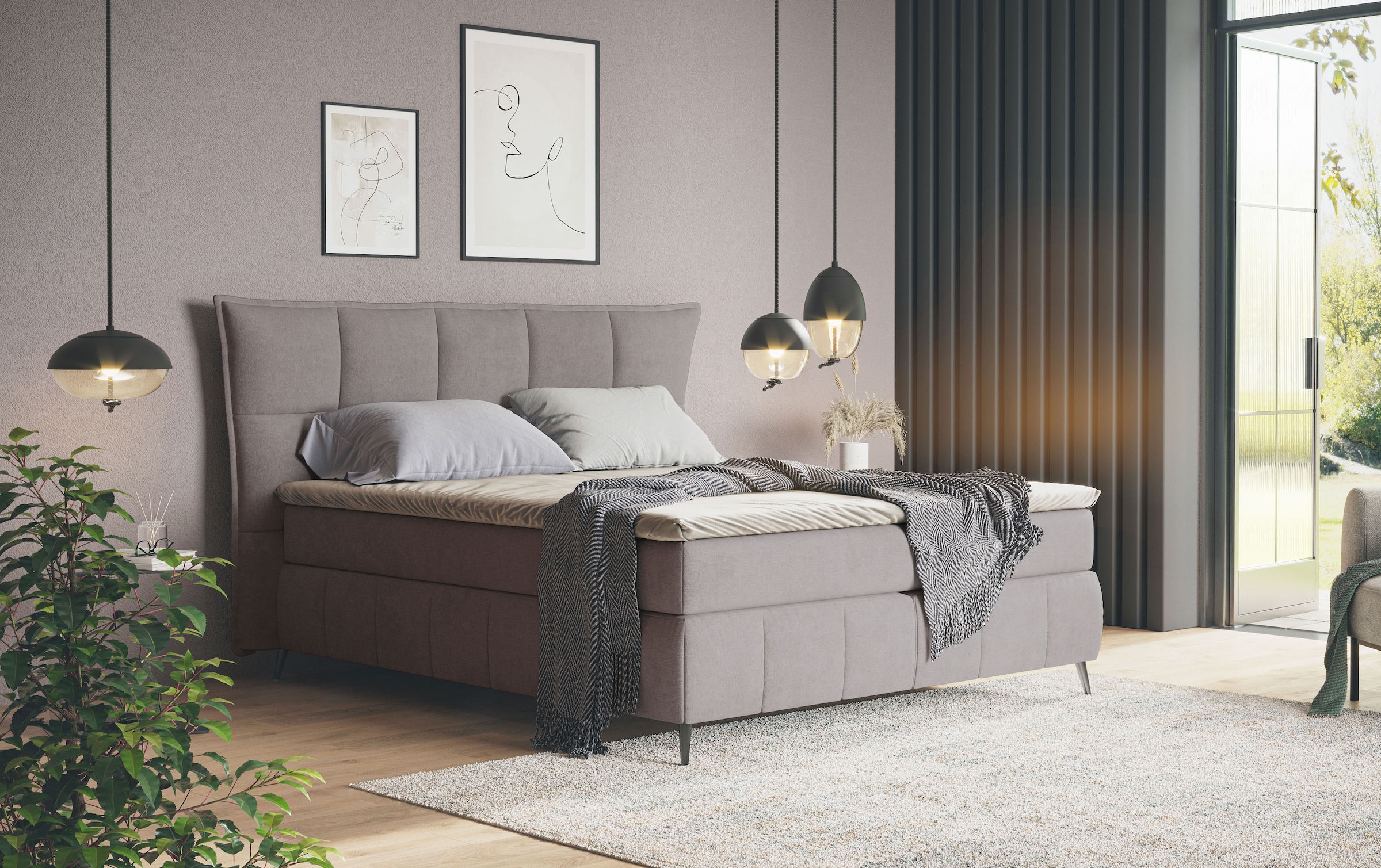 COTTA Boxspringbett »Sarah«, inkl. Topper, 2 Matratzenkerne, Härtegrade H2, H3 oder H4
