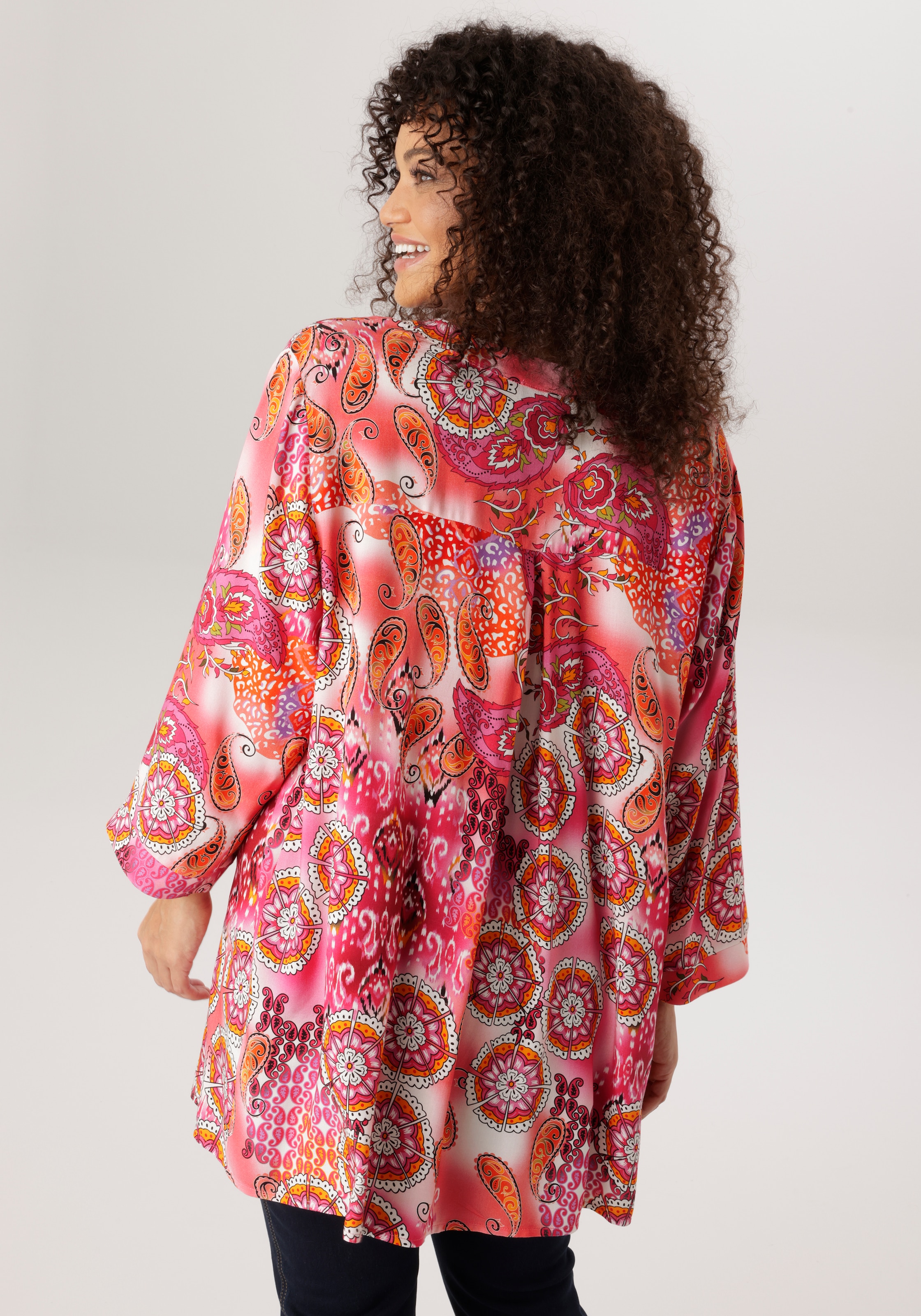 Aniston PLUS Schlupfbluse mit extravaganten farbenfrohes Blumen-Paileydessin - NEUE KOLLEKTION