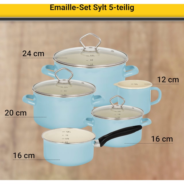 Emaille-Aluminiumguss, tlg.), (Set, 8 3 Garantie Induktion »Sylt«, XXL mit Jahren Krüger Topf-Set