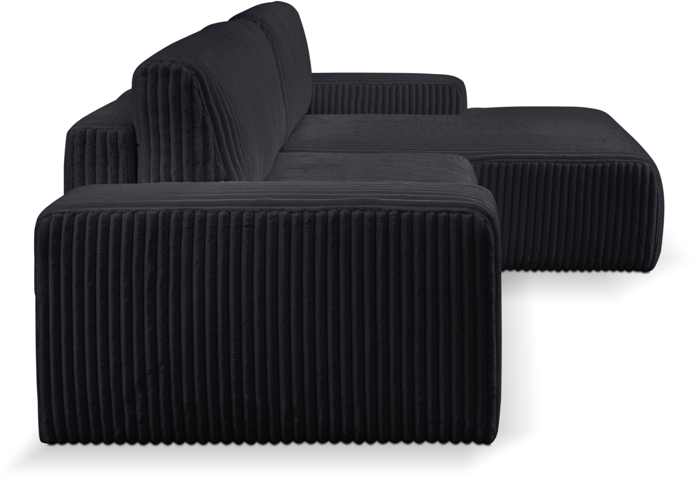 WERK2 Ecksofa »Rotterdam-L, kuschelweicher Cord oder Breitcord, L-Form, Breite 267 cm«, Design Ecksofa mit Schlaffunktion & Bettkasten, Breitcord, Schwarz