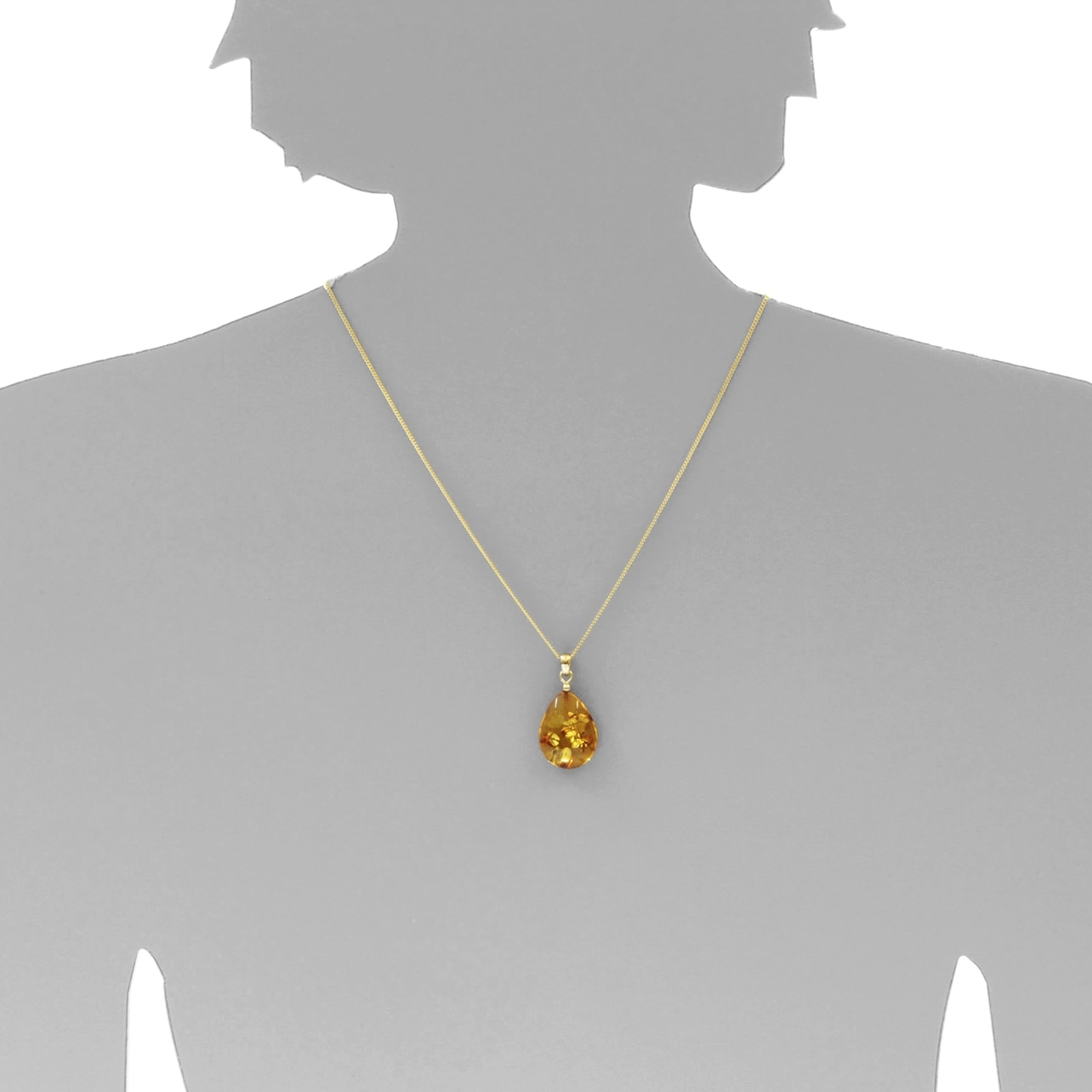 OSTSEE-SCHMUCK Kette und Anhänger Set »- Tropfen flach, ca. 22 mm lang - Gold 333/000 - Bernstein«