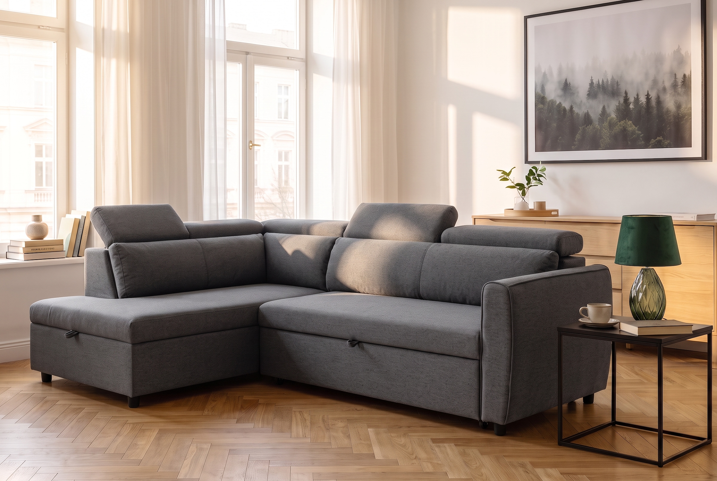 OTTO home Schlafsofa »KALLEA, Ecksofa, L-Form inkl. Schlaffunktion und XXL Bettkasten« inkl. verstellbarer Kopfstützen, Sitzen + Loungen, Cord und Webstoff