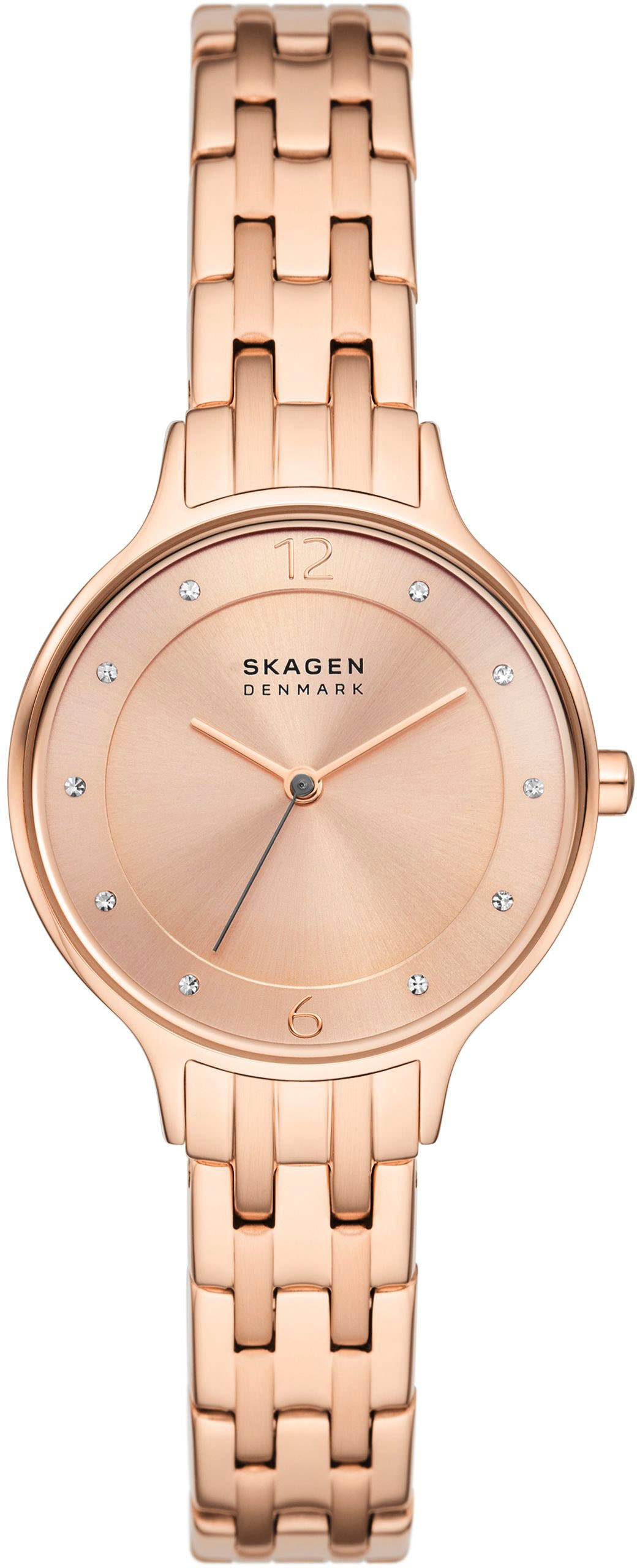 Skagen Quarzuhr »ANITA LILLE«, Armbanduhr, Damenuhr, Edelstahlarmband, analog, Glassteine