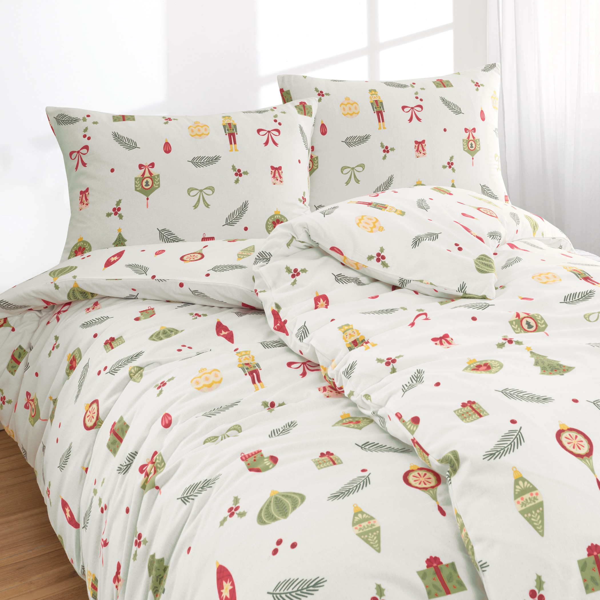 Florella Bettwäsche »»Daniel weiss « Flausch-Flanell,  100% Baumwolle«