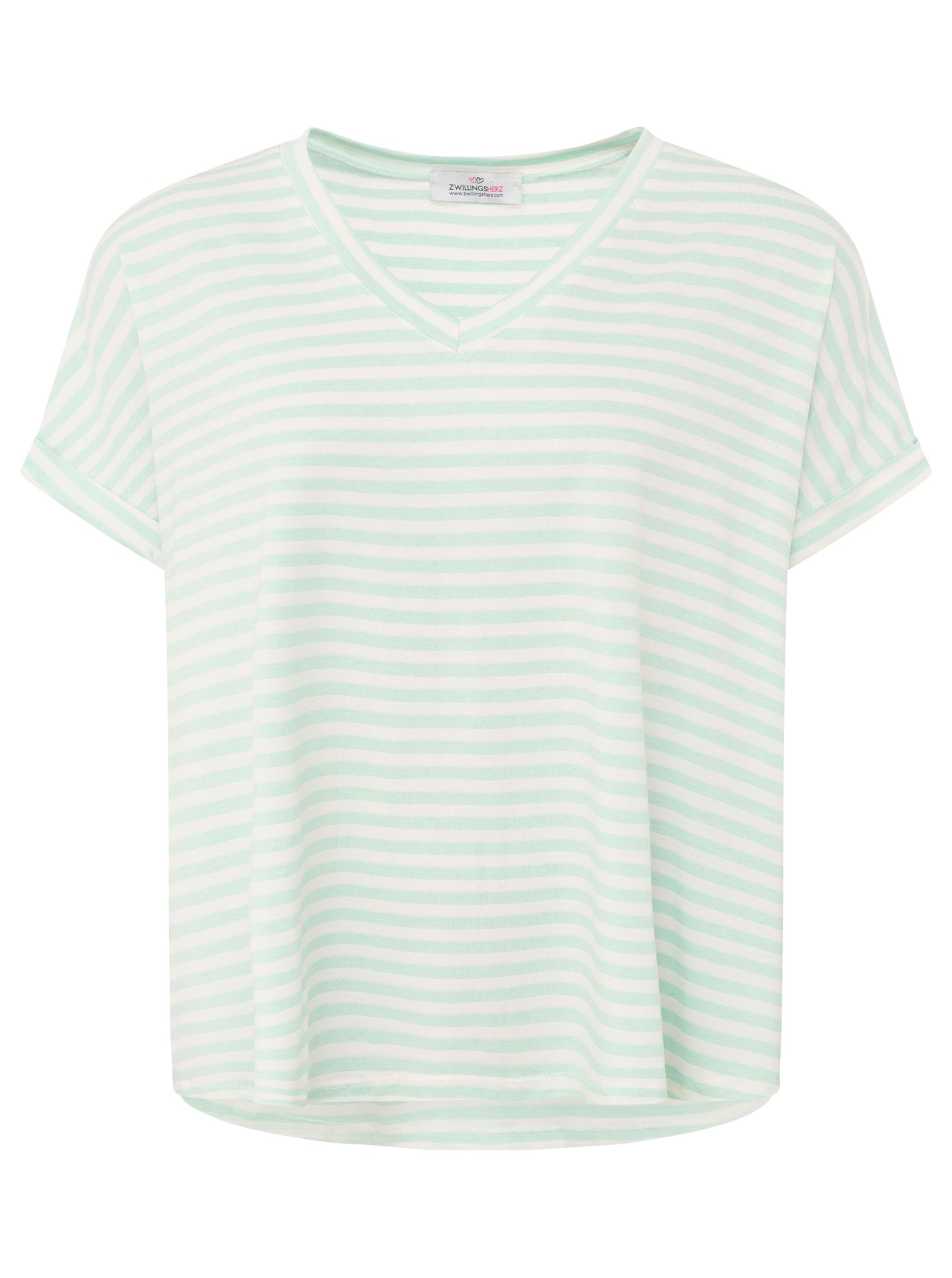 Zwillingsherz T-Shirt »"Maritime Streifen"« One Size, Kurzarm, V-Ausschnitt, gestreift, Loose Fit