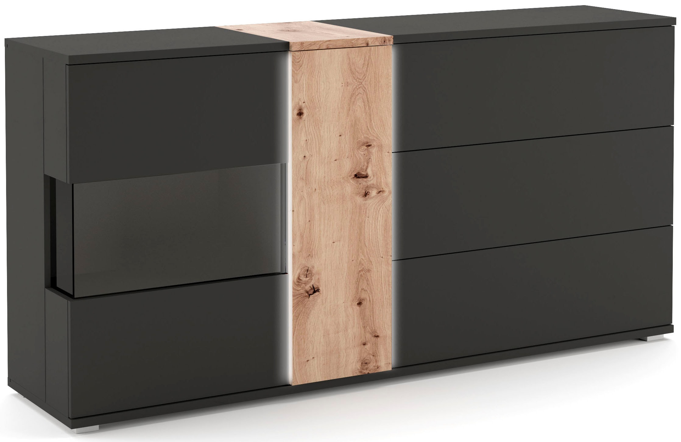 COTTA Sideboard »Montana«, Breite 185 cm, inkl. LED-Beleuchtung, mit Push-To-Open, Breite 185 cm