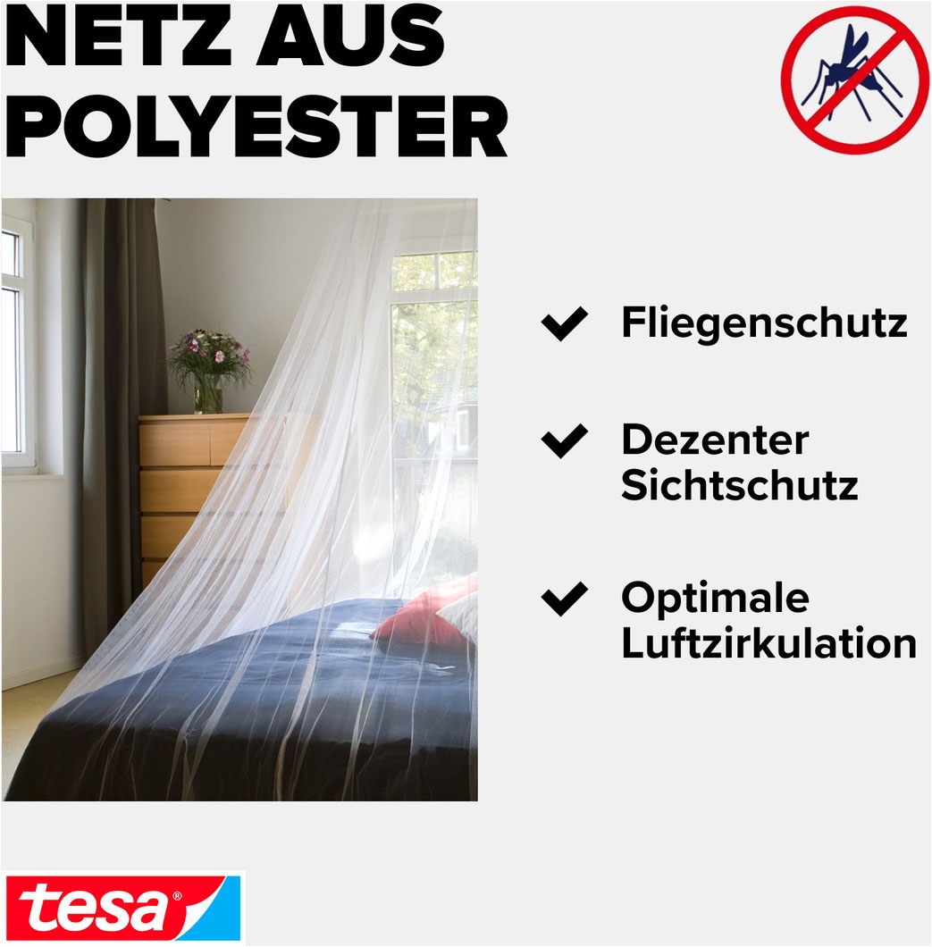 tesa Insektenschutz-Vorhang »Moskito Bettnetz Premium - für Doppelbetten« Packung, Fliegennetz, 1 Stk. tlg. INSECT STOP - 125 cm x 250 cm - Weiß (leichter Sichtschutz)
