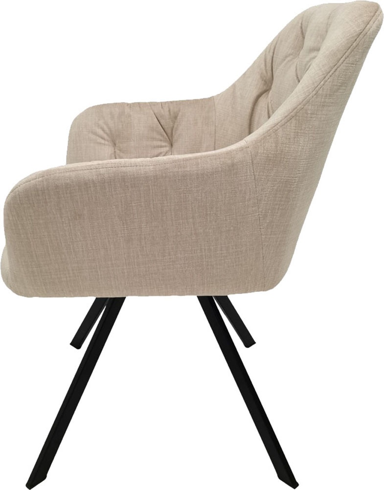 Kayoom Polsterstuhl »Stuhl Georgia 125 2er-Set, gesteppter Rücken, samtweicher Bezug« (Set) 2 Stk.360°-drehbar, elegante Steppung, mit Armlehne,  gesteppter Rücken