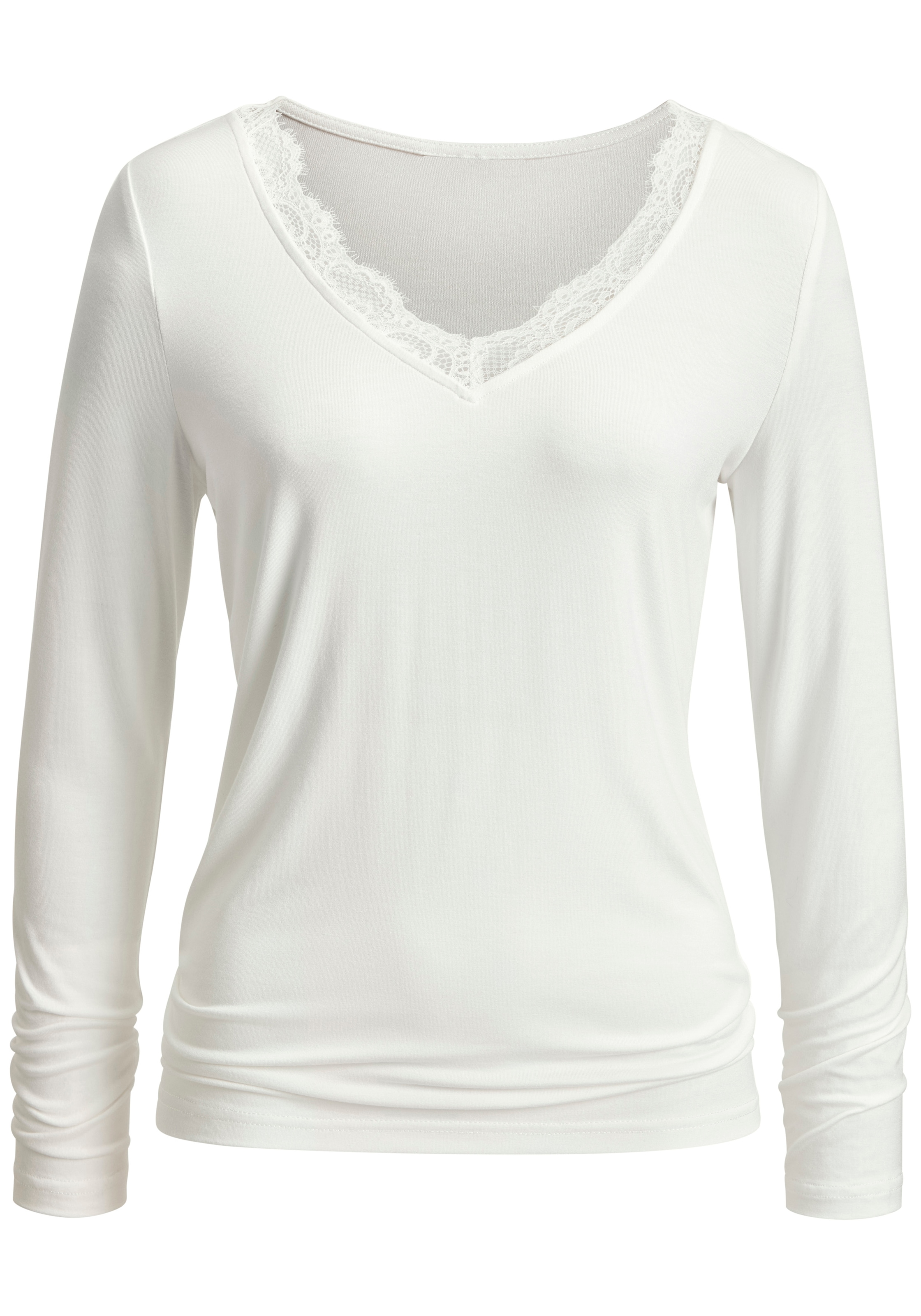 LASCANA Langarmshirt »mit Spitze« aus angenehmer Viskose-Qualität