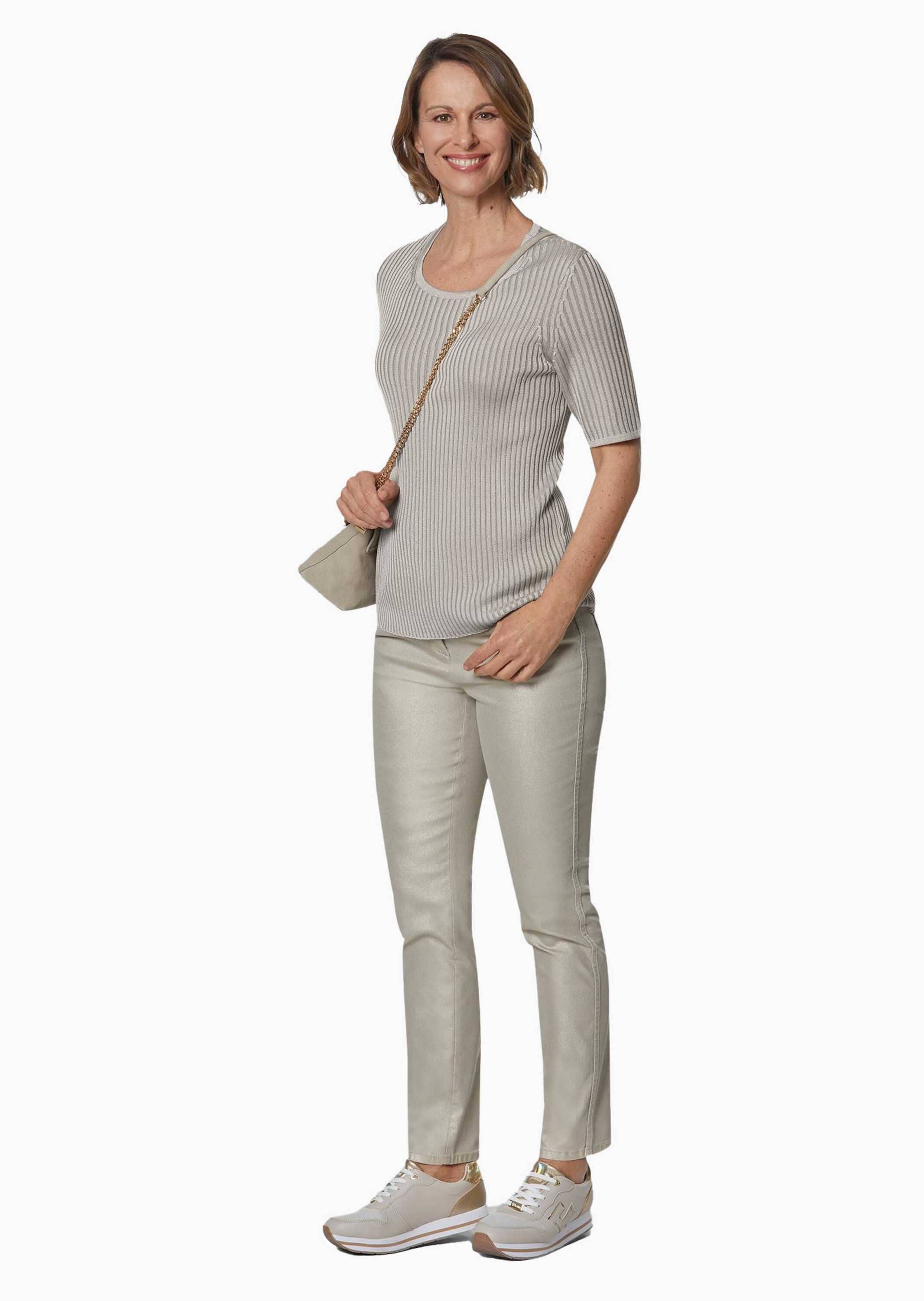 GOLDNER Rundhalspullover »Kurzgröße Pullover in edler Rippenstruktur« Außergewöhnliche Rippenstruktur mit zartem Schimmer