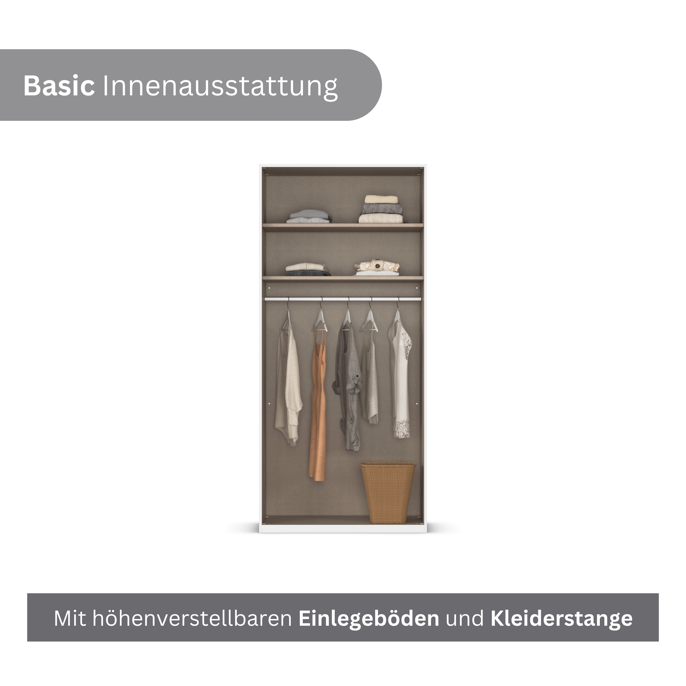 LeGer Home by Lena Gercke Kleiderschrank »Schrank Garderobe Ankleide Schlafzimmer Flur SERINA Eyecatcher« in 3 verschiedenen Ausstattungen BASIC/CLASSIC/PREMIUM,  in 6 Breiten (101 - 401 cm) mit Front Glas oder Dekor MADE IN GERMANY