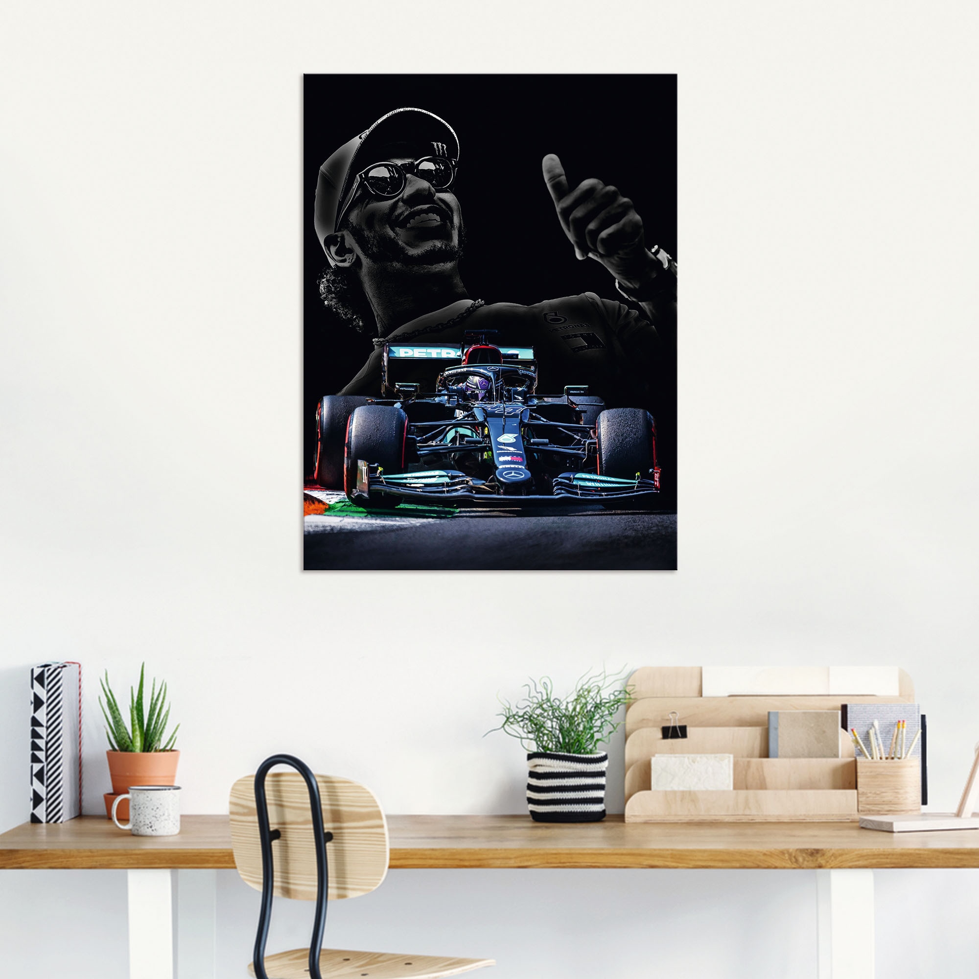 Artland Wandbild »Lewis Hamilton - Hammertime«, Bilder von Männern, (1 St.), als Alubild, Leinwandbild, Wandaufkleber oder Poster in versch. Größen