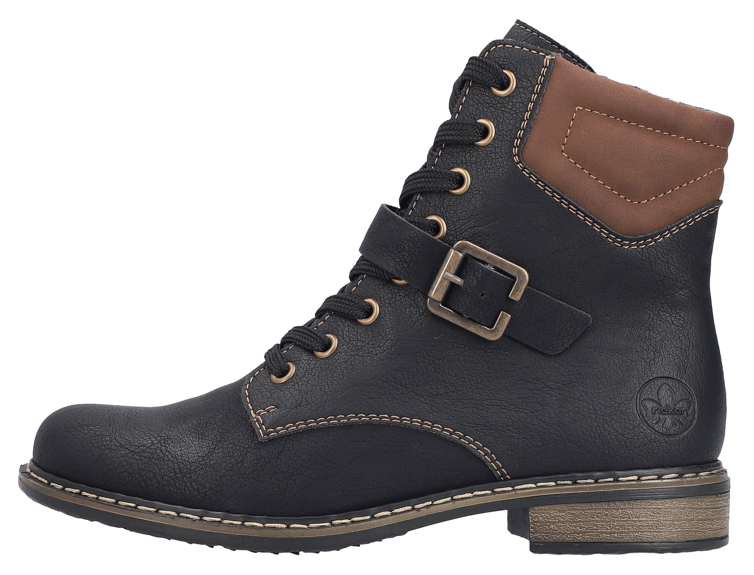 Rieker Schnürstiefelette  Schnürboots, Stiefelette, Blockabsatz, mit gepolstertem Schaftrand
