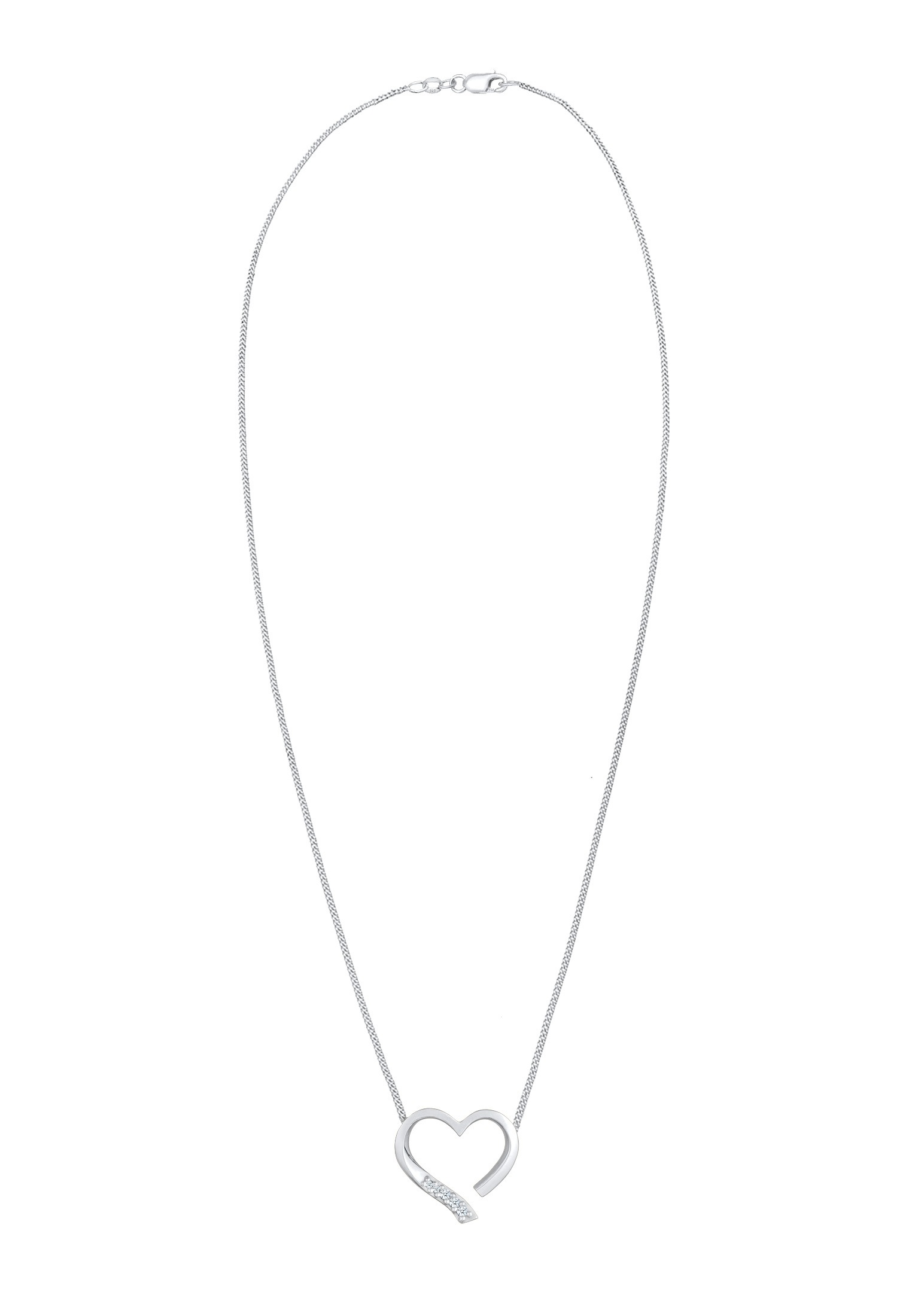 Elli DIAMONDS Silberkette »Halskette Herz Liebe Diamant (0.055 ct.) 925 Silber«