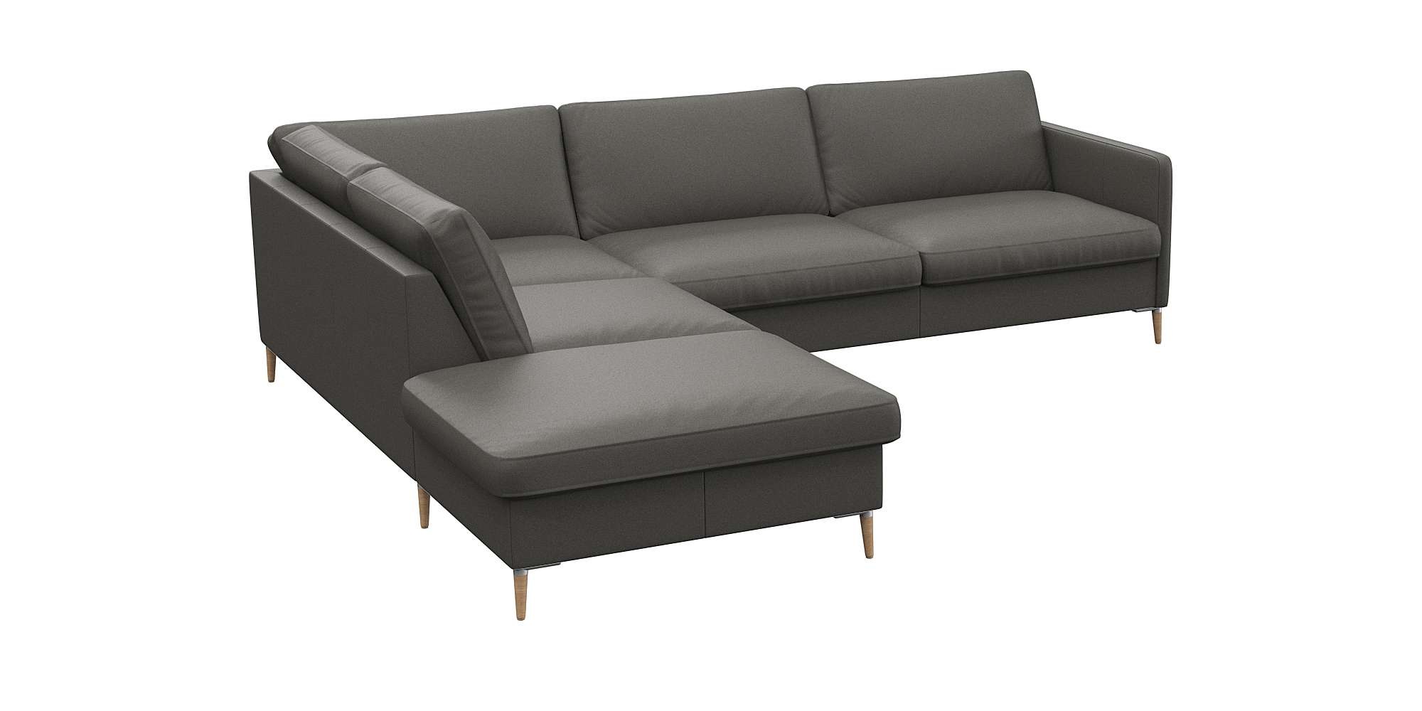 FLEXLUX Ecksofa »Fiore, L-Form«, schmale Armlehnen, Kaltschaum, Füße Alu+ Eiche