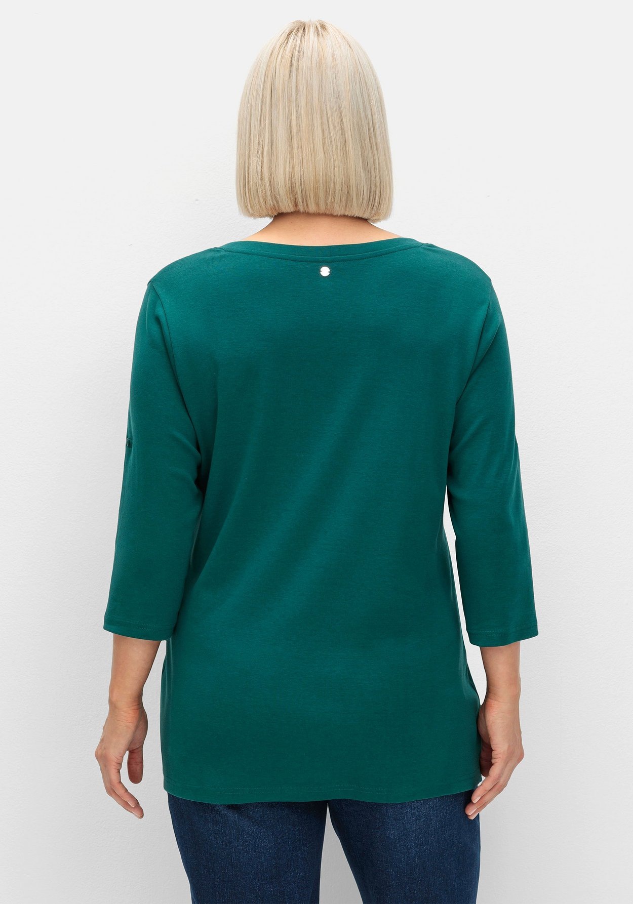 Sheego 3/4-Arm-Shirt »Henleyshirt aus reiner Baumwolle«