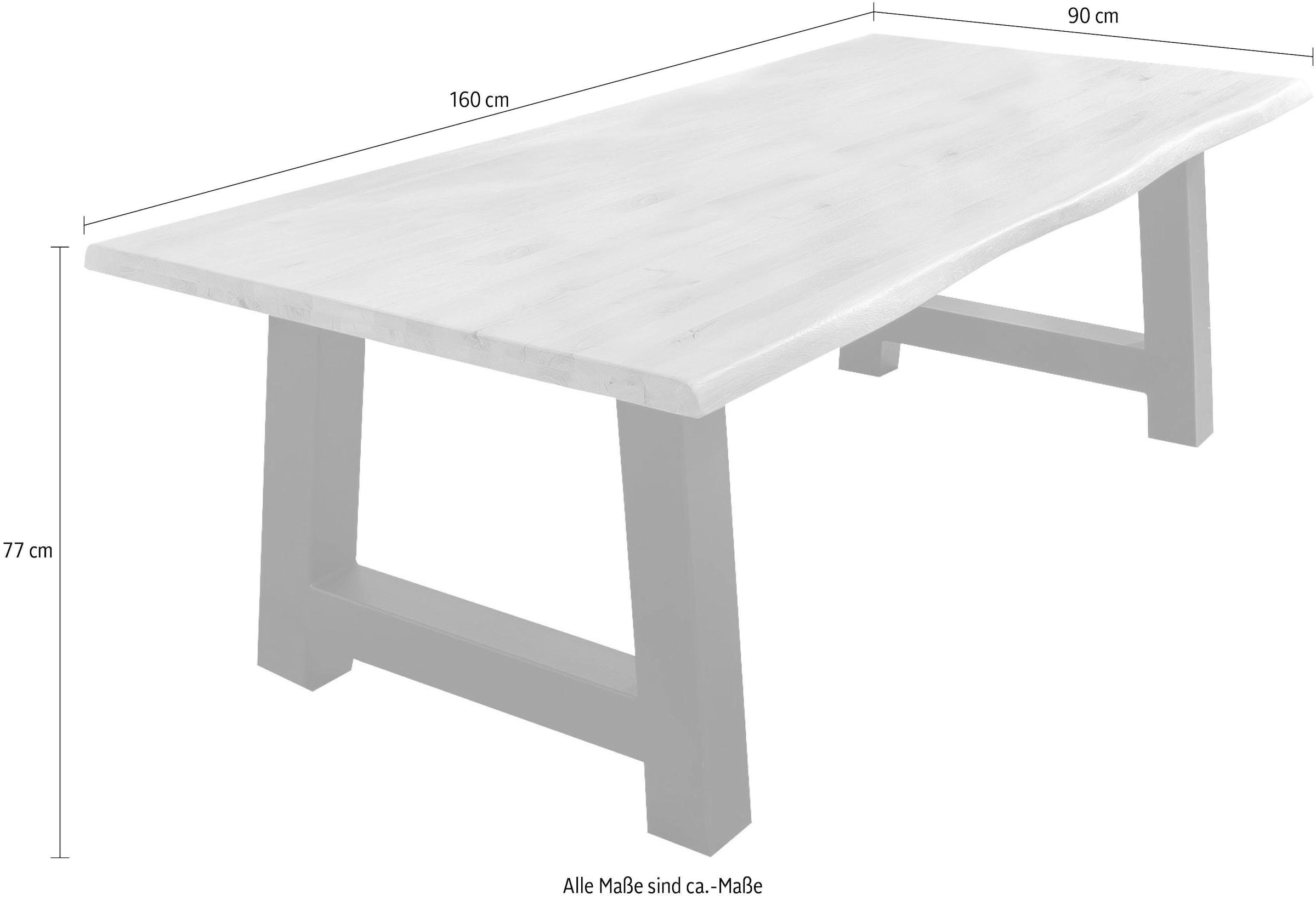 Home affaire Esstisch »Tristan« massive Balkeneiche geölt mit Baumkante