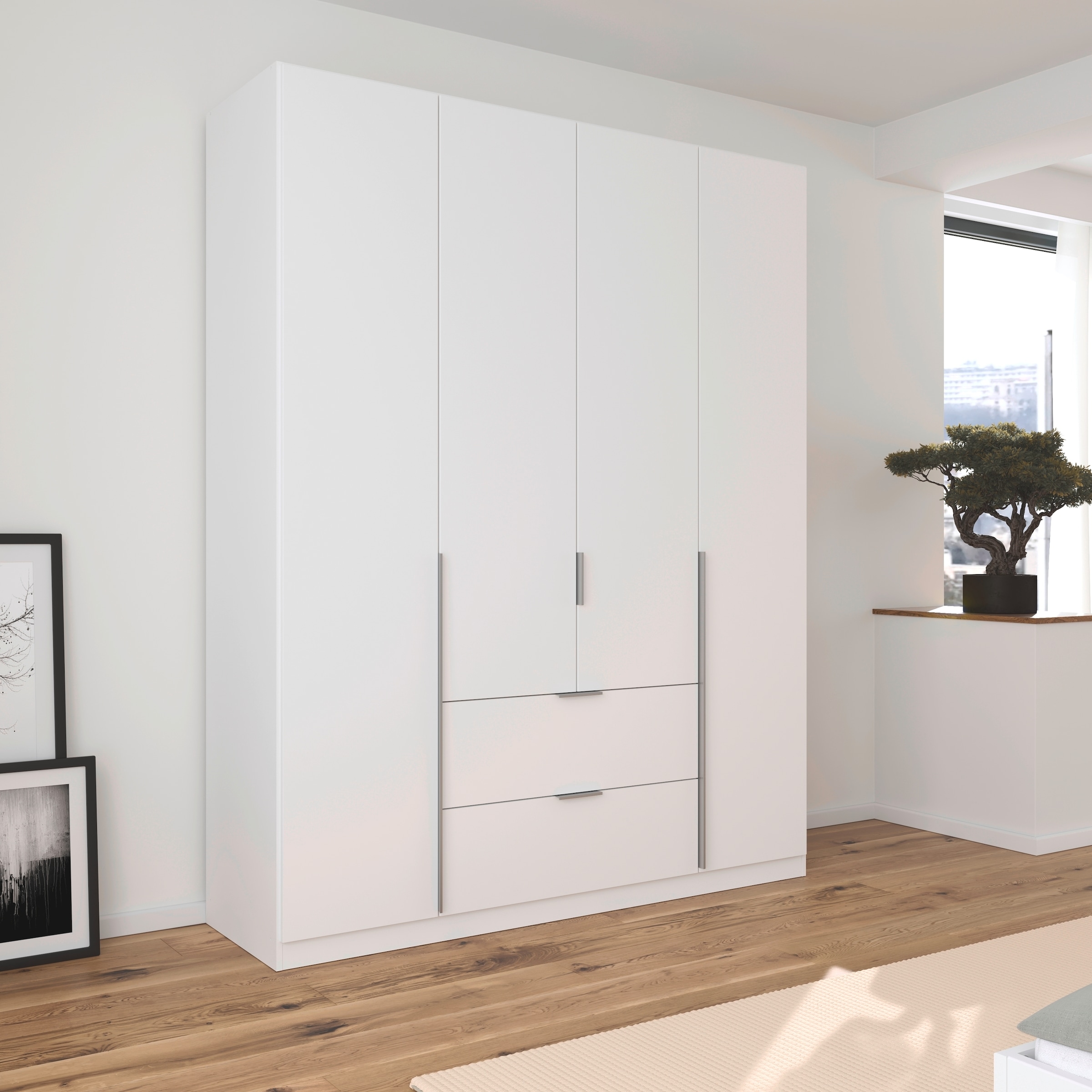 rauch Drehtürenschrank »Kleiderschrank Schrank Garderobe AGORDO mit Dekor- oder Hochglanzfront«, (in zwei Griff-Farben mit Dekor- oder Hochglanzfront), mit Außenschubkästen, in 6 Breiten und 2 Höhen MADE IN GERMANY