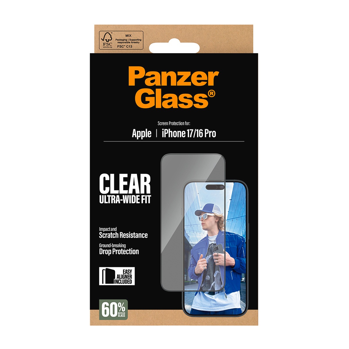 CARE by PanzerGlass Displayschutzglas »Ultra-Wide Fit Screen Protector« für Apple iPhone 17;Apple iPhone 16 Pro Displayschutzfolie, Schutzfolie, Bildschirmschutz, kratz- & stoßfest