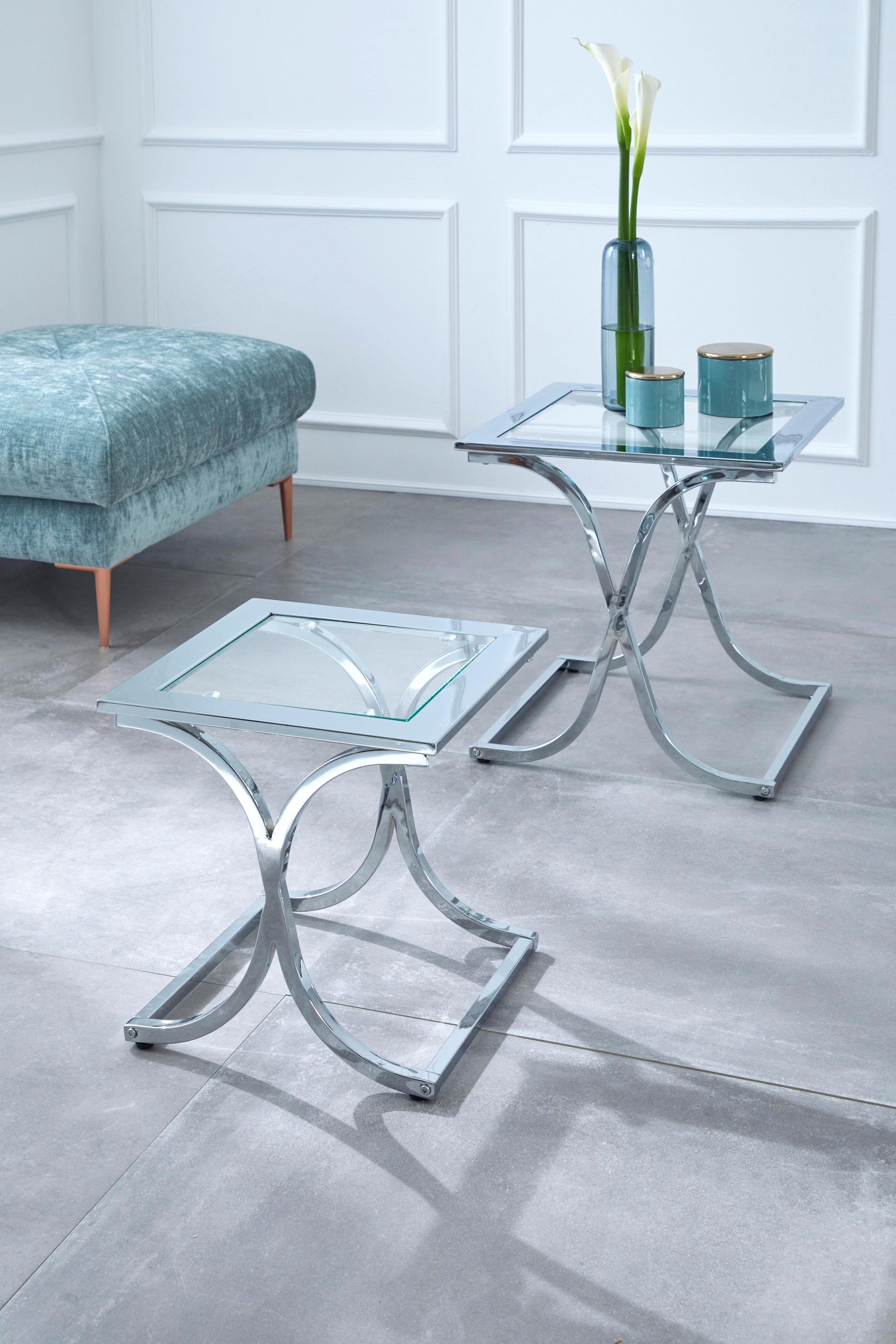 Guido Maria Kretschmer Home&Living Satztisch »Ballum, TOPSELLER!, OTTOs Choice«, mit edlem Metallgestell und Glasplatte