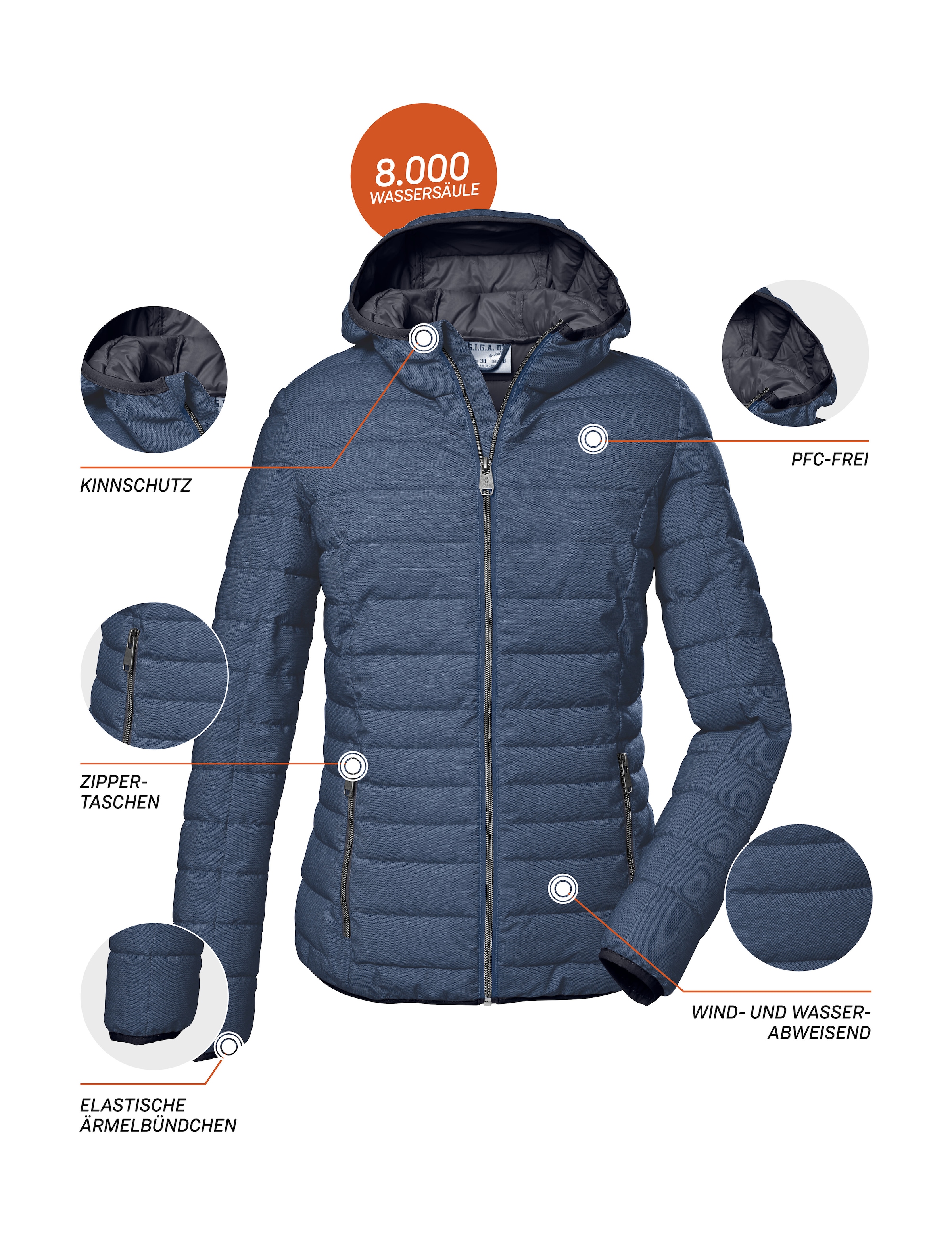 G.I.G.A. DX by killtec Steppjacke »GS 28 WMN QLTD JCKT«, Wasserabweisende, winddichte Damen Steppjacke, atmungsaktiv