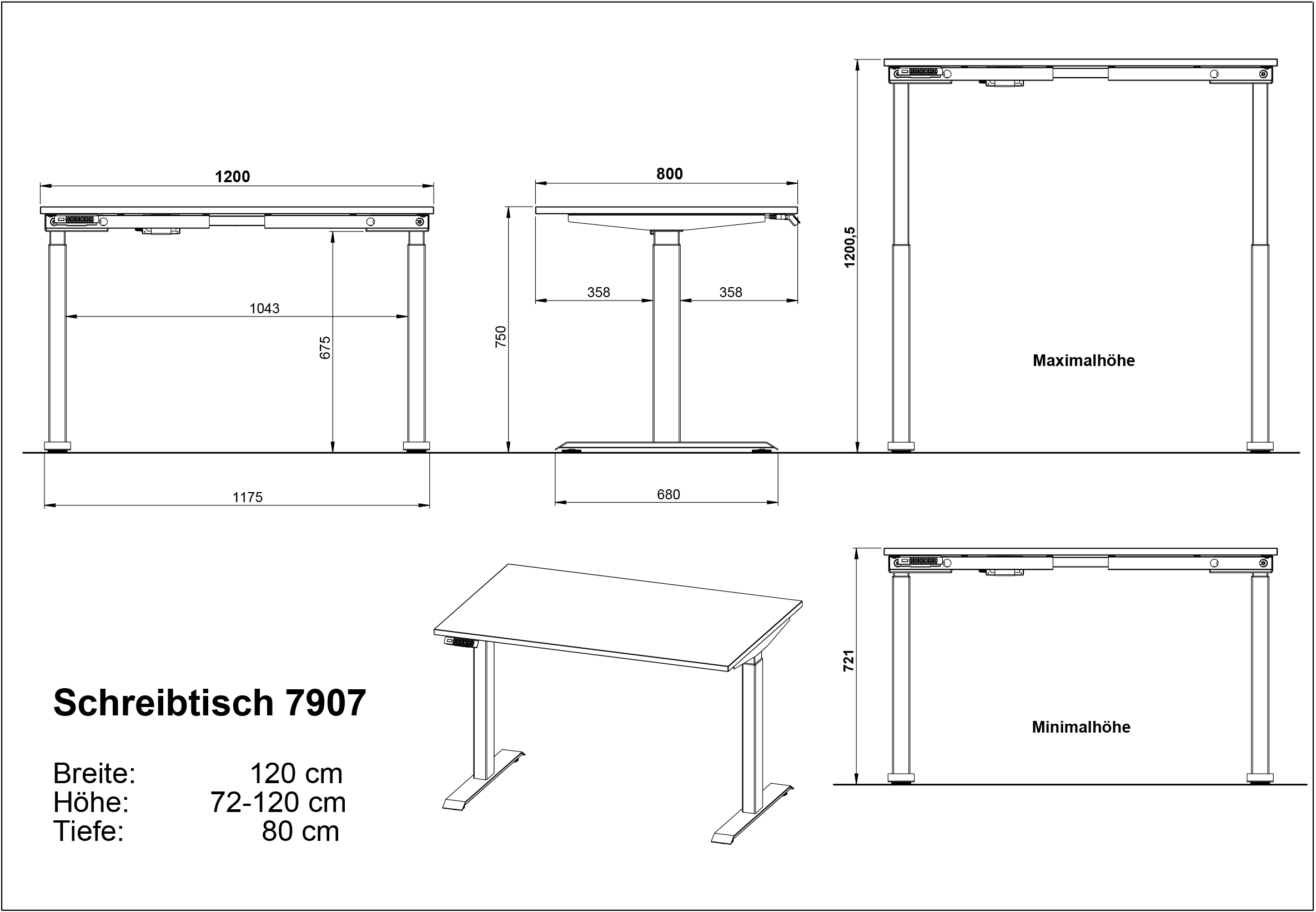 GERMANIA Schreibtisch »GW-Agenda elektrisch höhenverstellbar (72-120 cm)«, mit Memory-Funktion & USB-Ladestation, verschiedenen Breiten