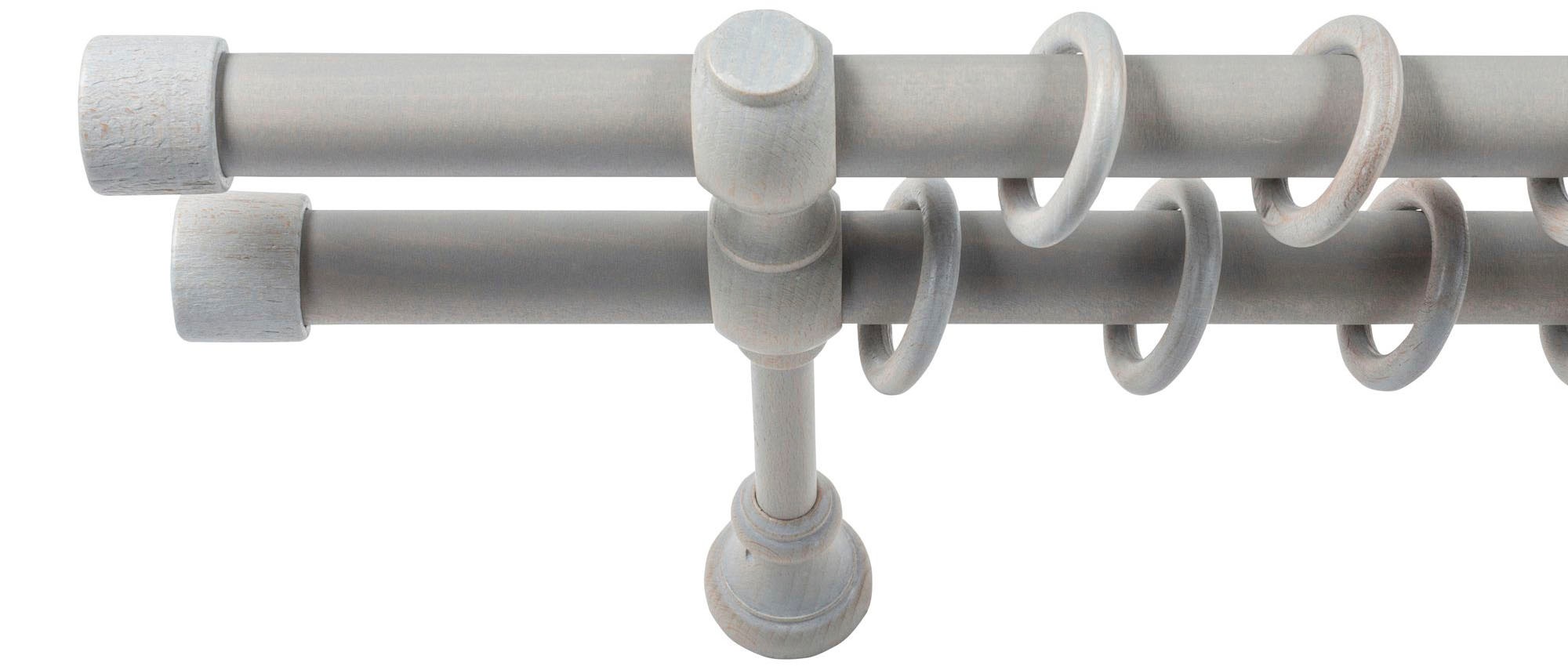 SN DECO GROUP Gardinenstange »Cafiro«, 2 läufig-läufig, Fixmaß, 28 mm, Holz, verschiedene Längen und Farben, Komplettset