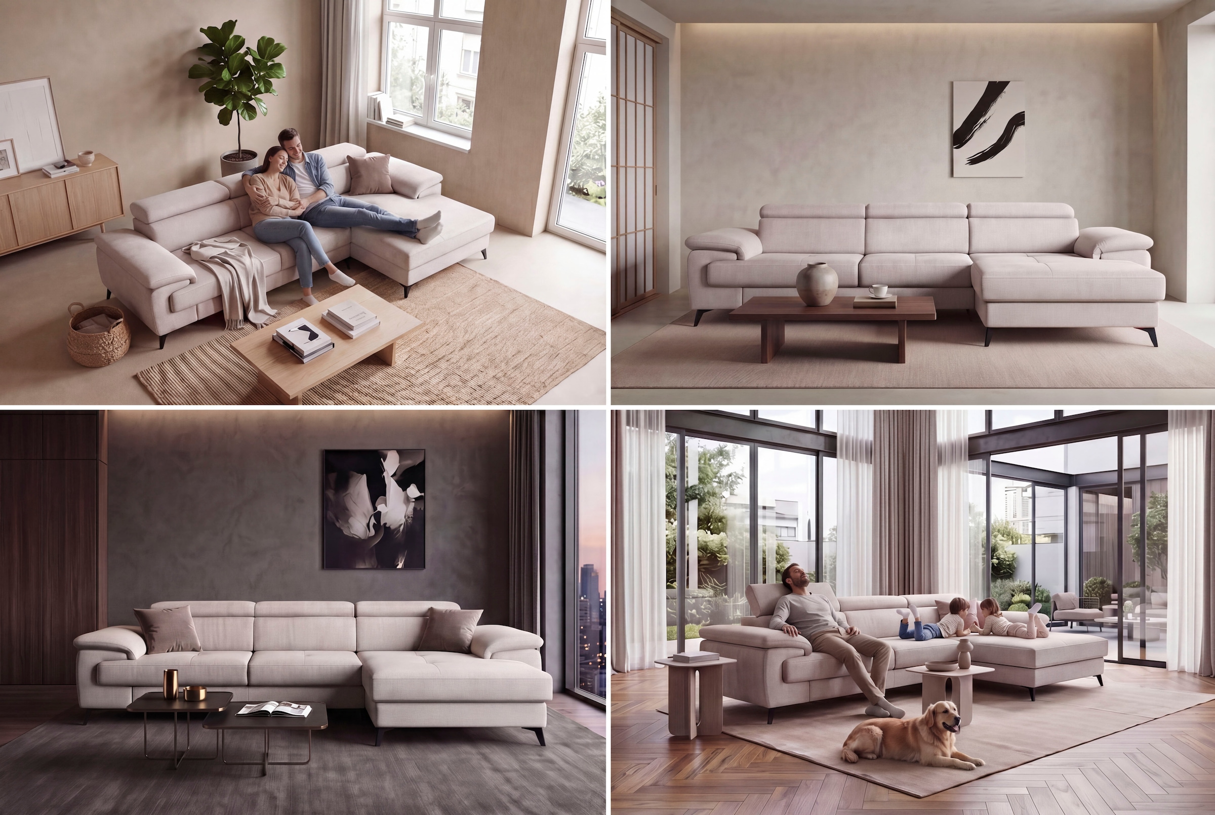 OTTO home Ecksofa »Astra L-Form, B: 300 cm, inkl. Kopfteilverstellung, bequem« opt. Schlaffunktion + XL-Bettkasten, LF:222x124cm, Wellenunterfederung