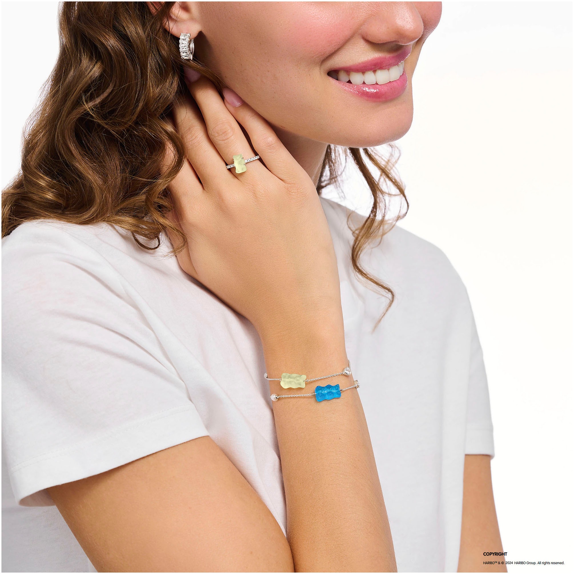 THOMAS SABO Armband »THOMAS SABO x HARIBO Schmuck: Armband mit Goldbär« mit Kristallglas, Zirkonia (synth.) - mit Süßwasserzuchtperle