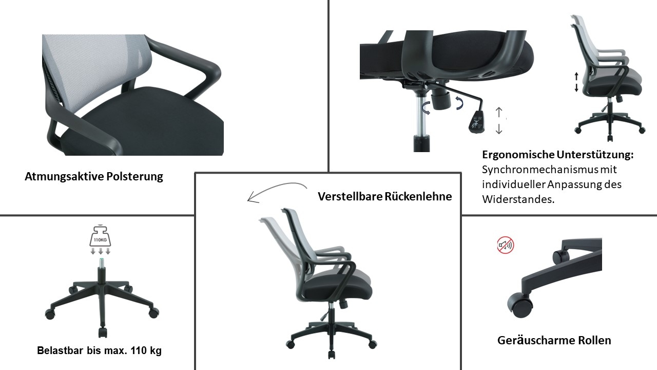 INOSIGN Bürostuhl »Imperia, komfortabler Schreibtischstuhl«, Netzstoff, im modernen Design