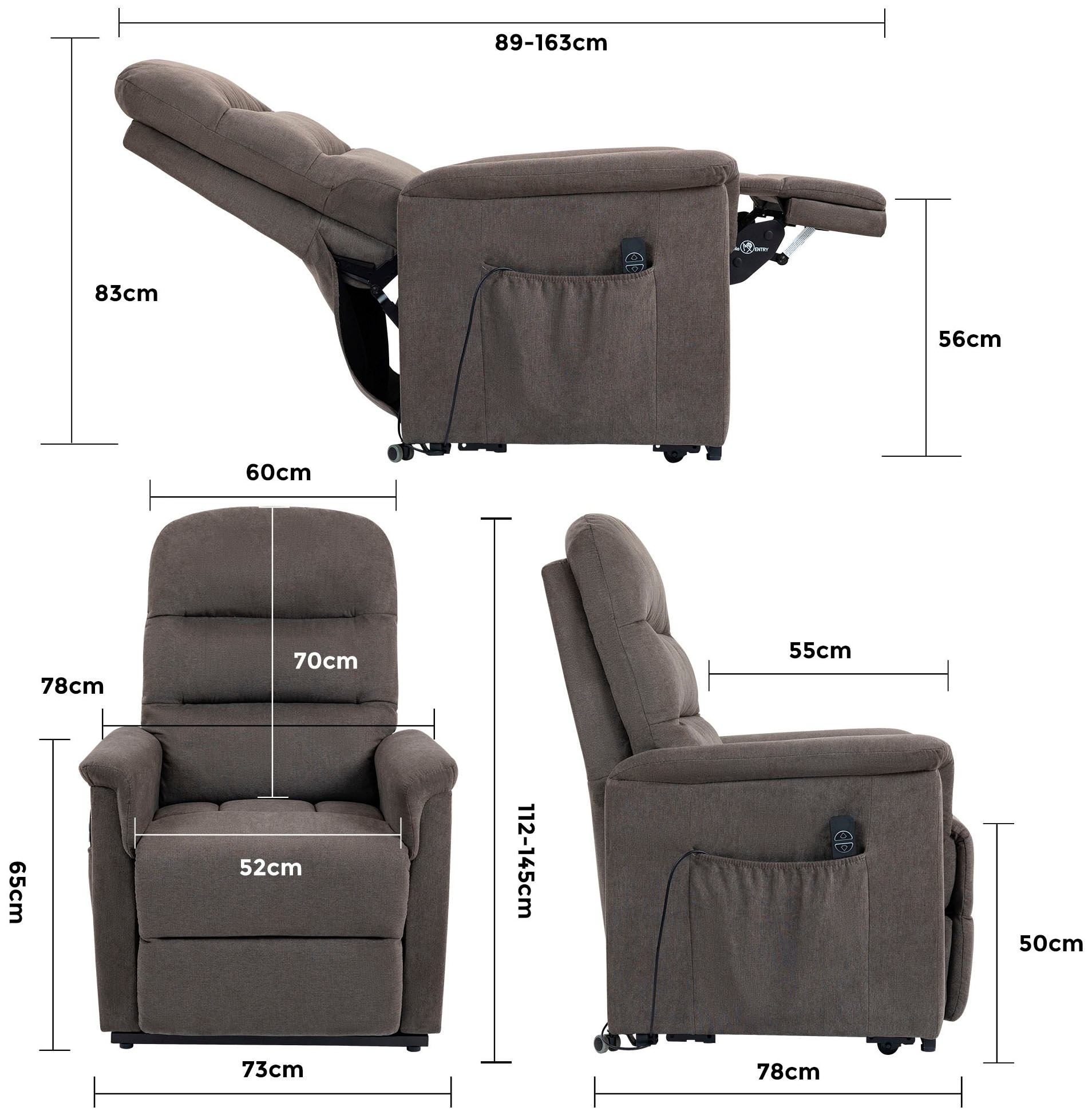 Duo Collection TV-Sessel »Whitehorse XXL bis 150 kg belastbar, mit elektrischer Aufstehhilfe« Relaxfunktion und Taschenfederkern mit Stahlwellenunterfederung