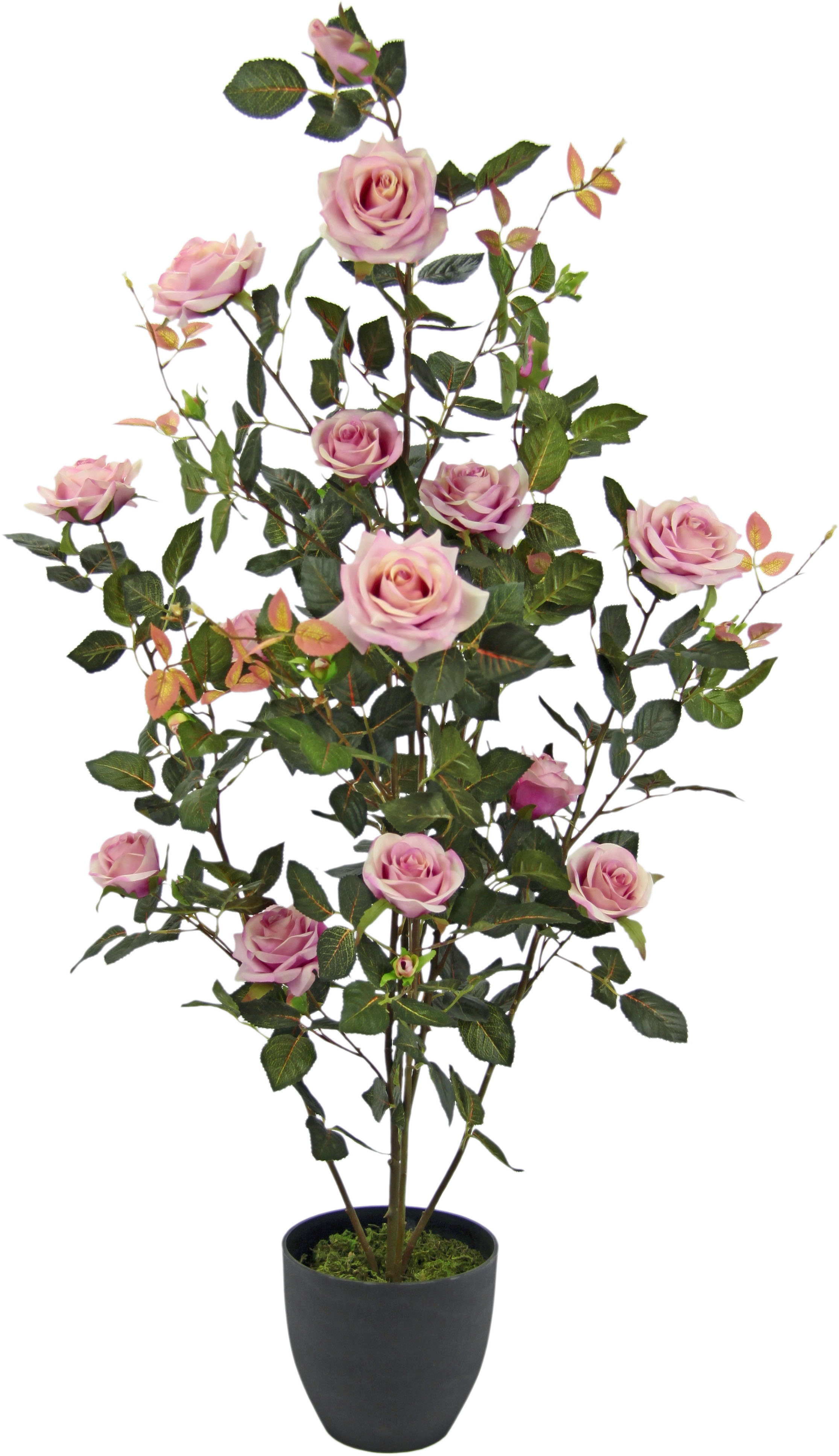 Kunstbaum »Rosenbusch im Topf«, Kunstrosen Kunstpflanzen Rosenstrauch Deko Hochzeit